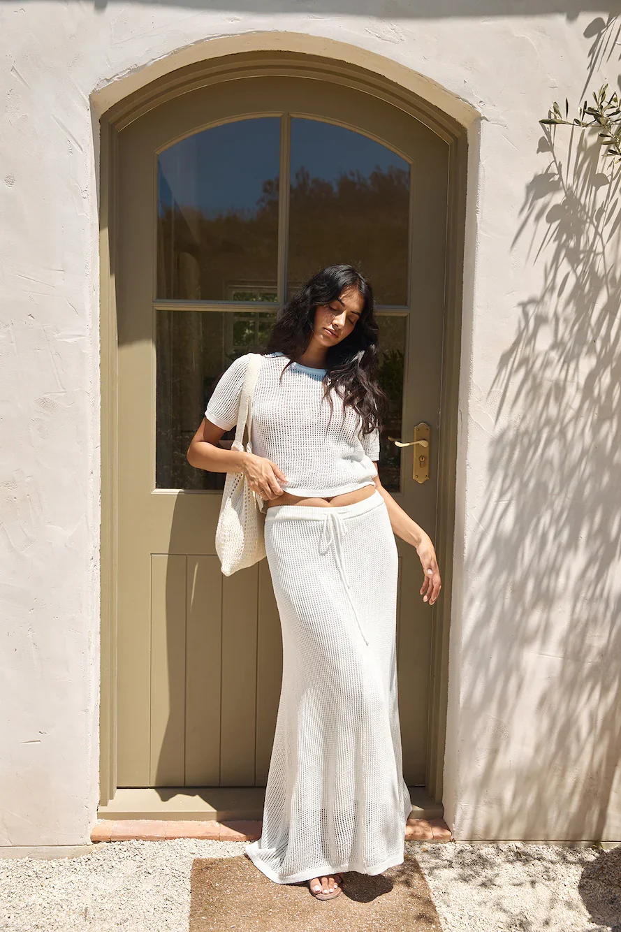 Safe Haven Knit Maxi Skirt White