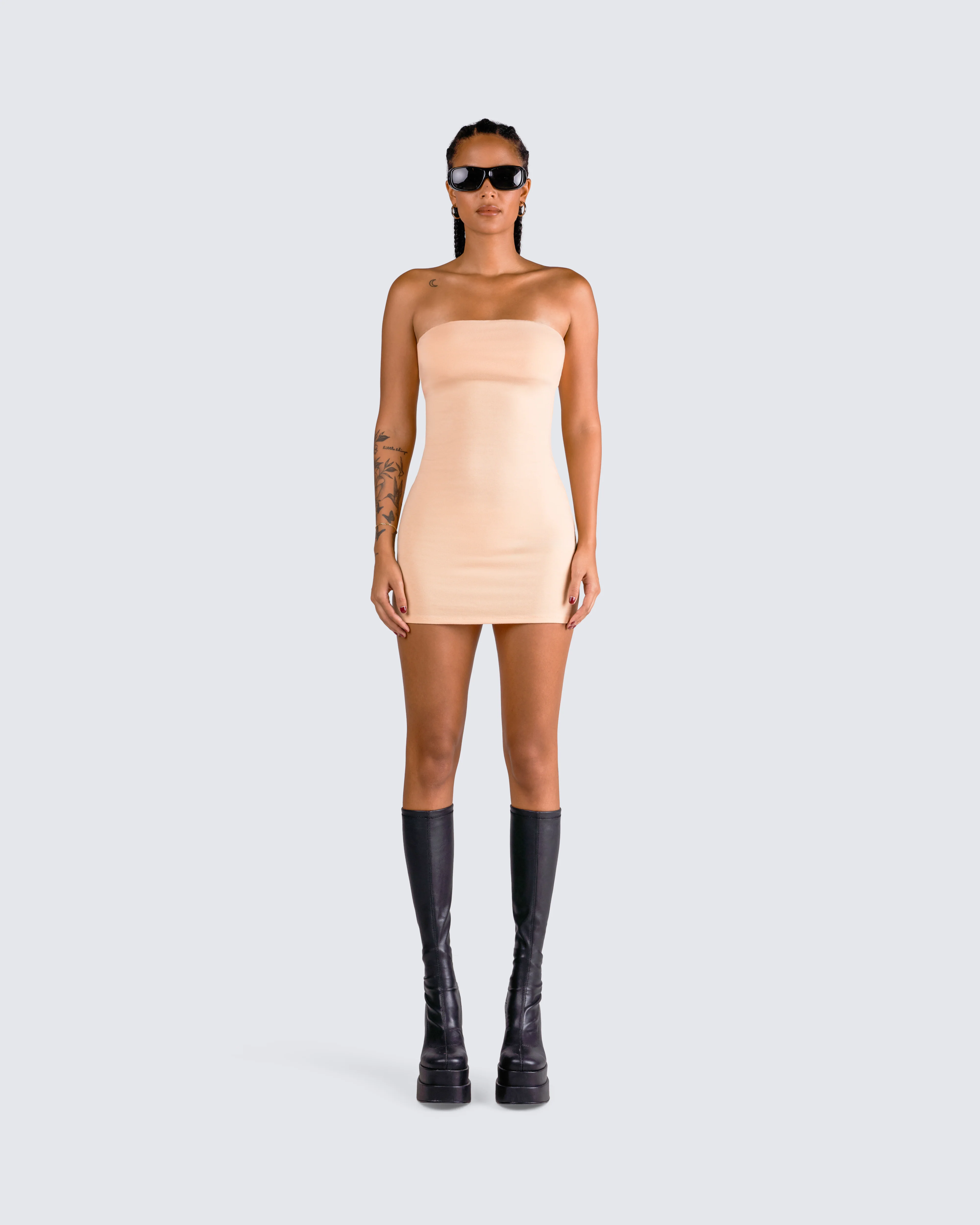 Maxine Beige Jersey Tube Dress
