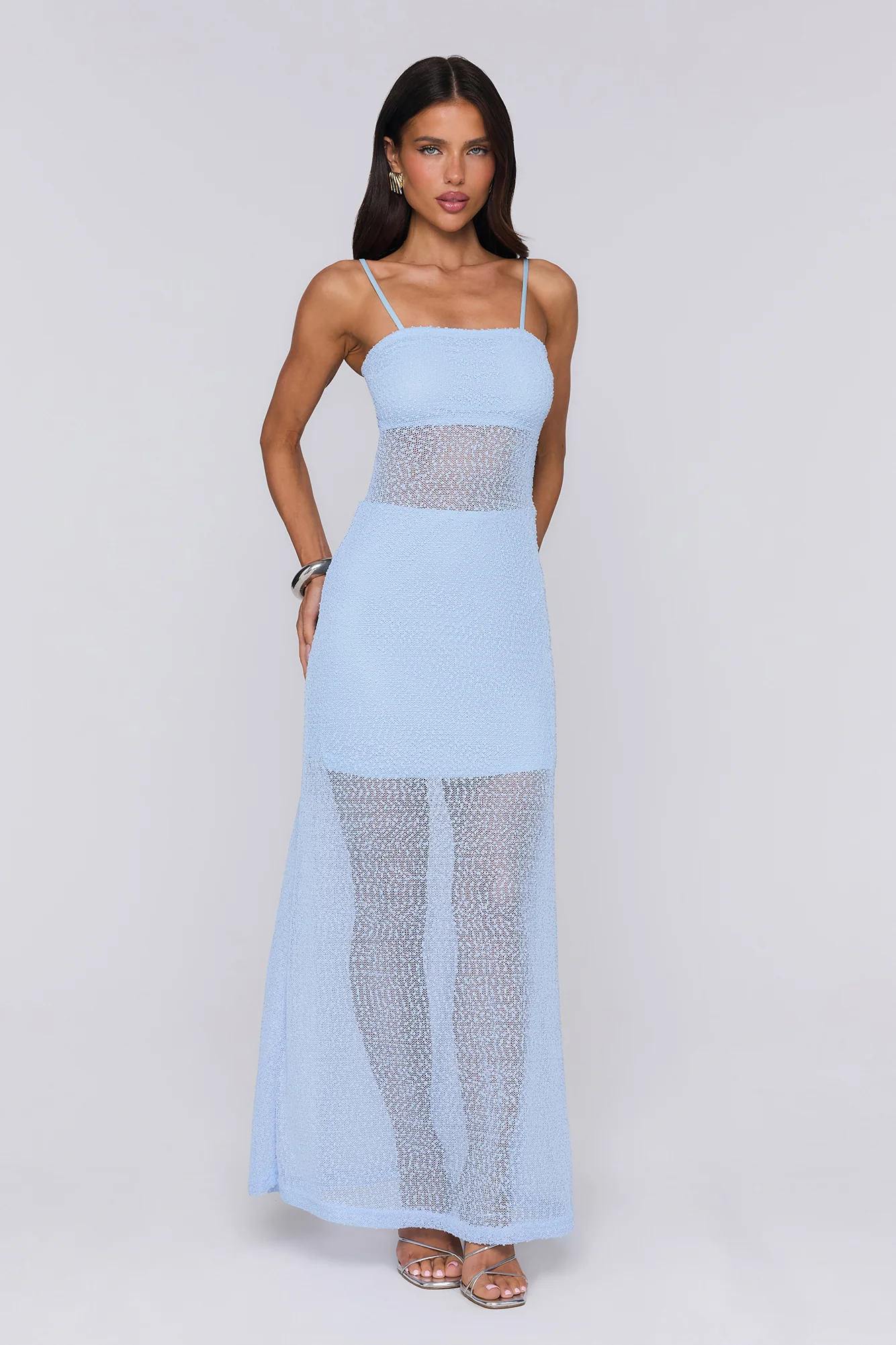 Chic Society Knit Maxi Dress Blue
