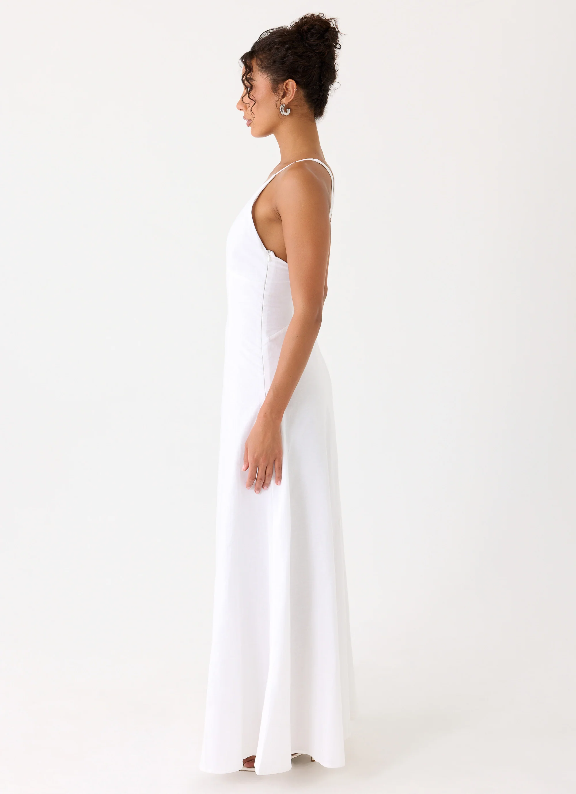 Calianna Linen Maxi Dress - White