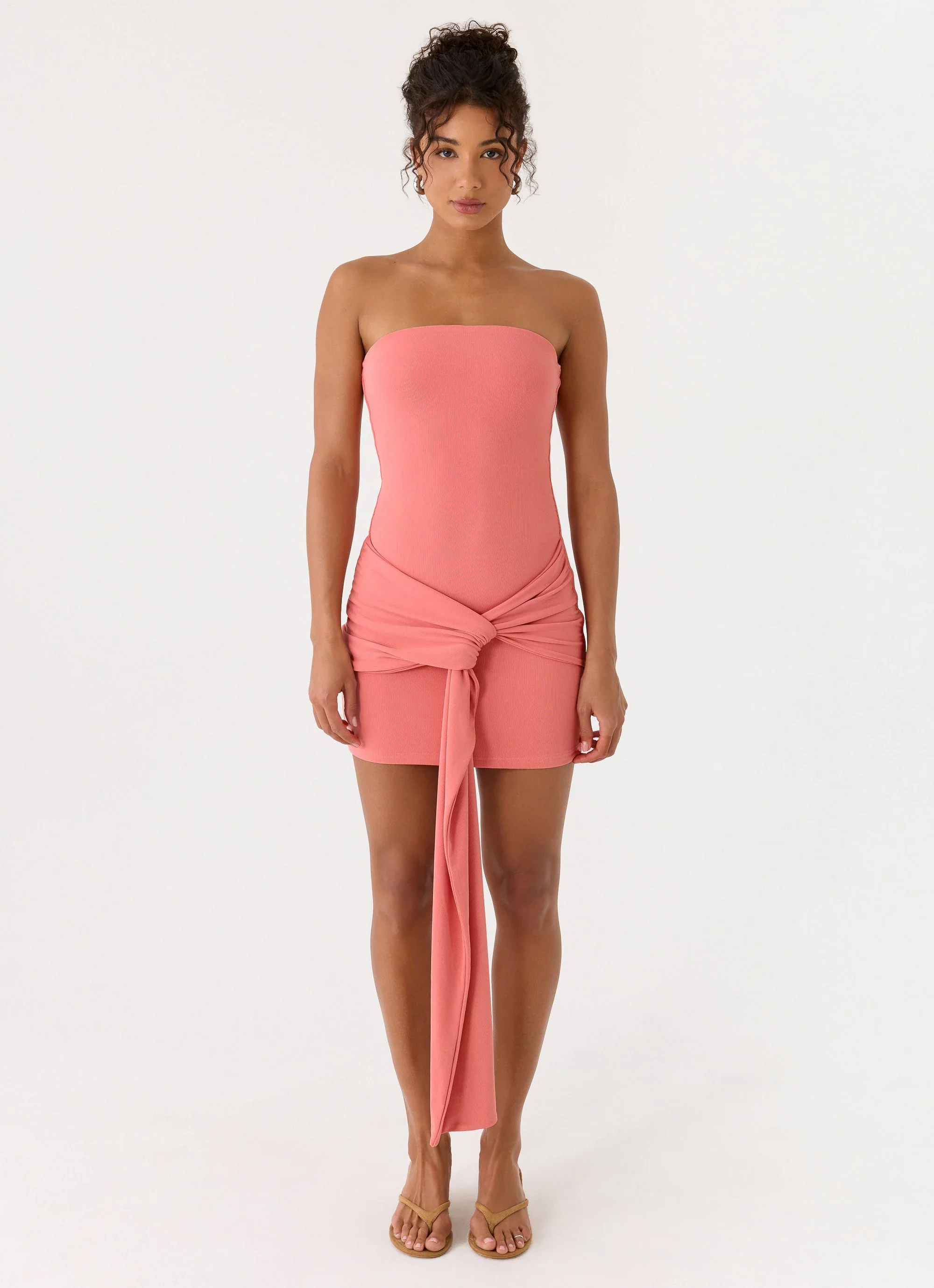 Jiliana Strapless Mini Dress - Coral