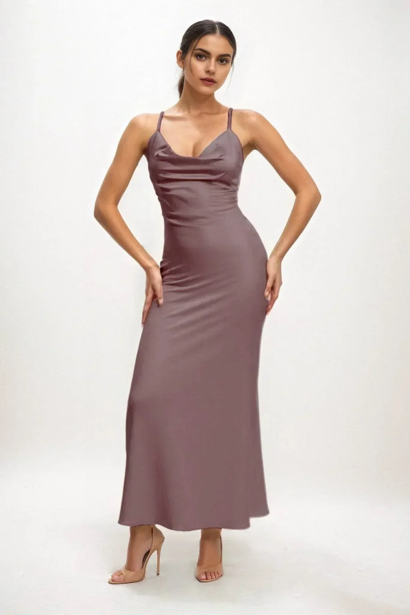 Sheath-Column Midi Luxe Satin Dress CB0831CS