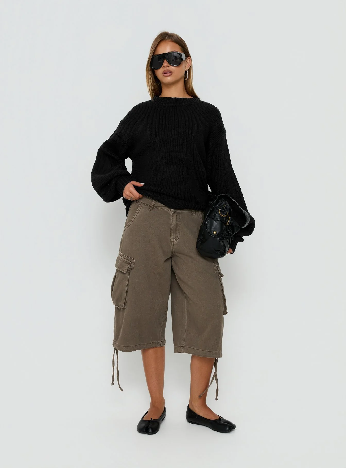 Harmony Balloon Sleeve Knit Sweater Black