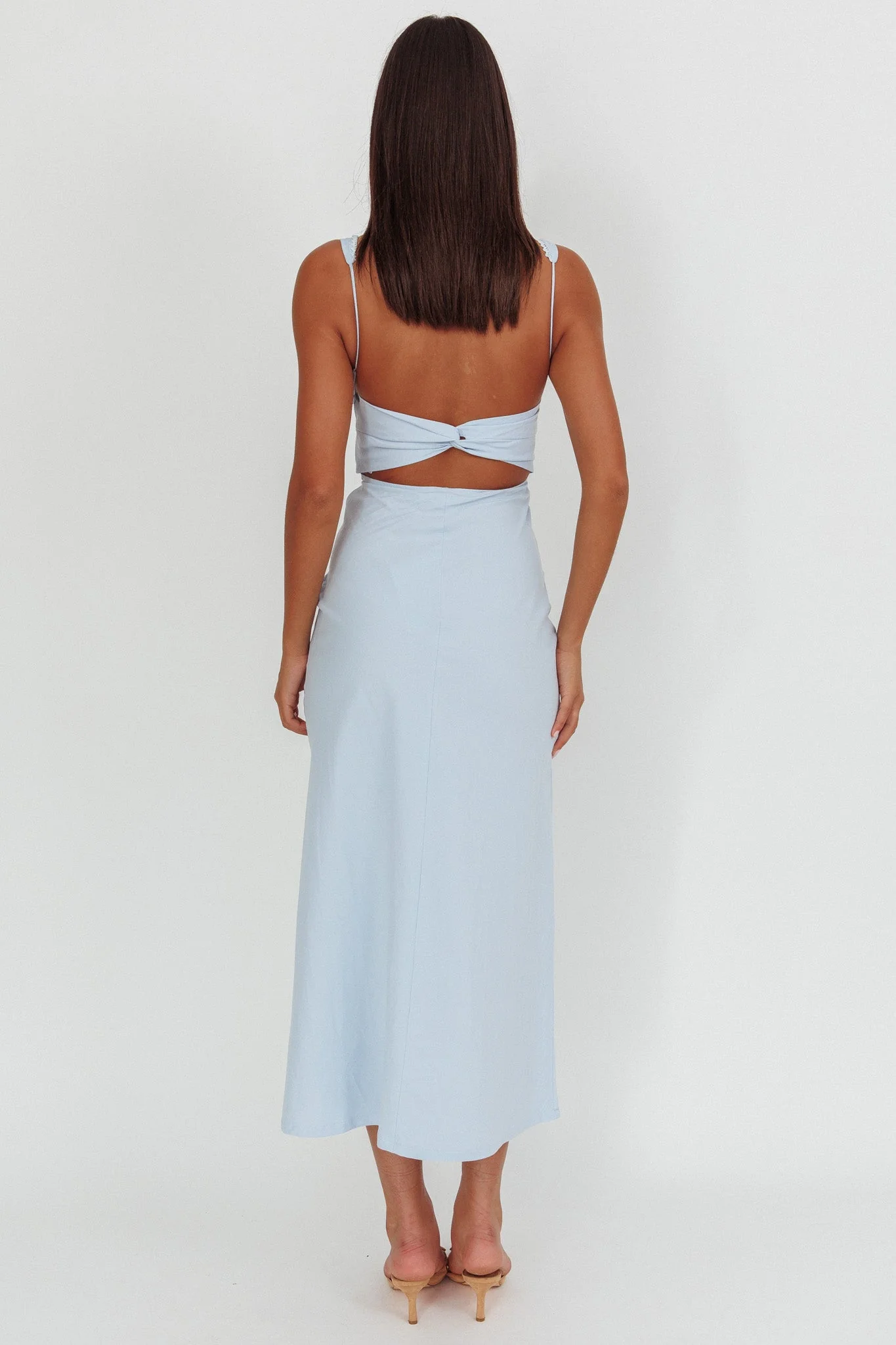 Moonlit Reverie Twist Back Maxi Dress Blue