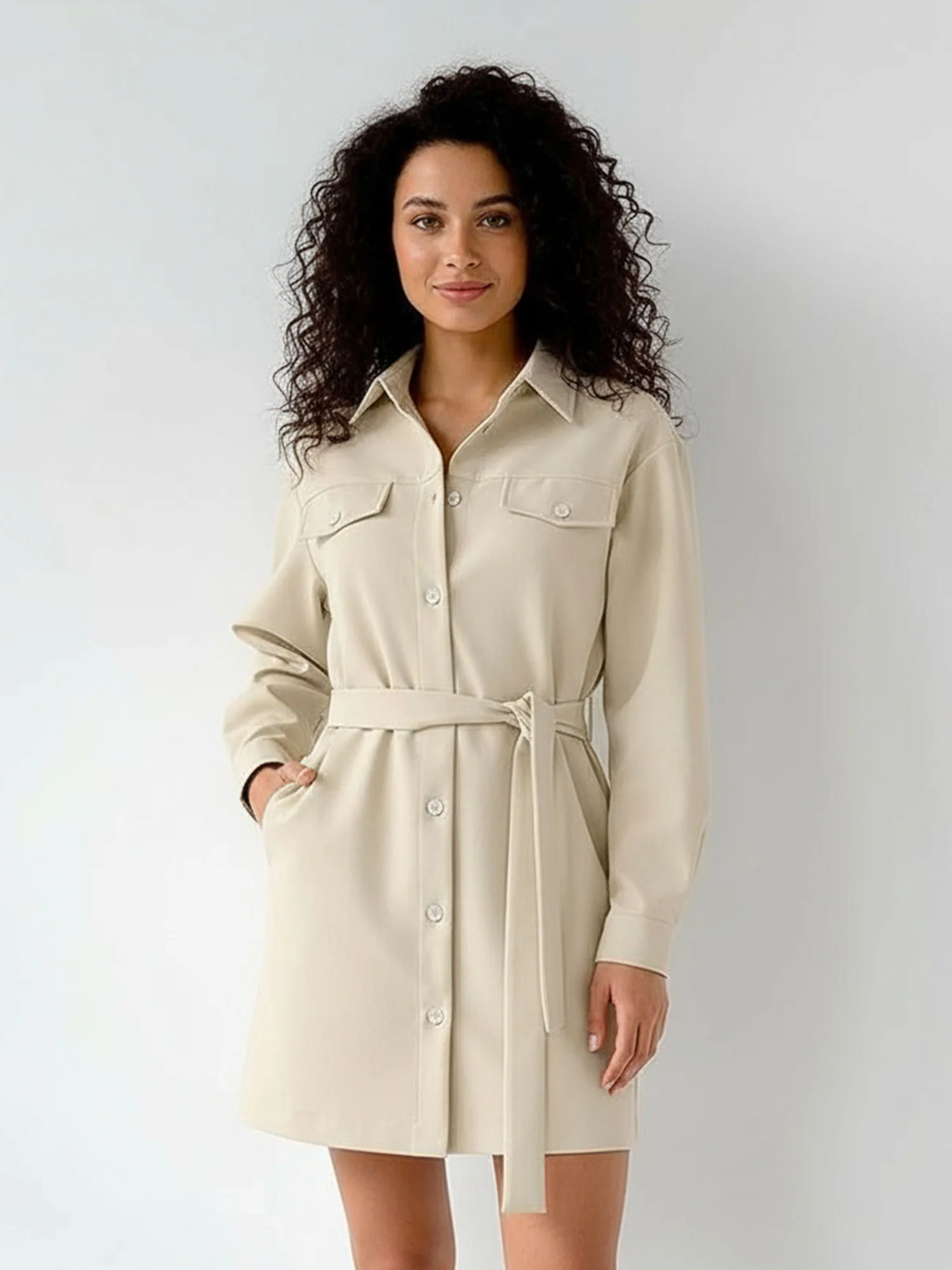 Belted Drop Shoulder Dress Vintage Utility
