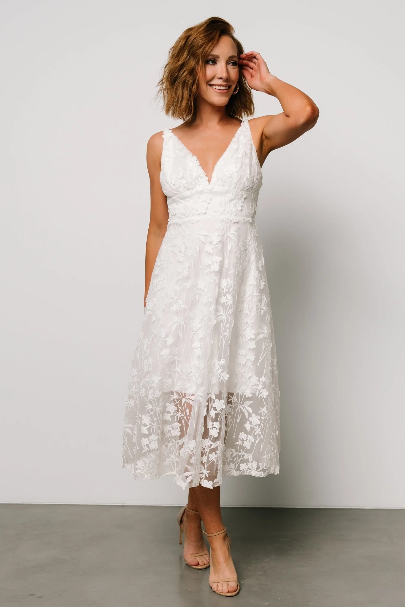Larissa Midi Dress | Off White - luluinthesky