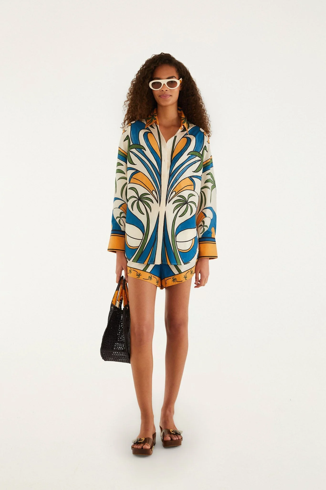 Multicolor Tropical Graphic Collared Buttoned Shirt
