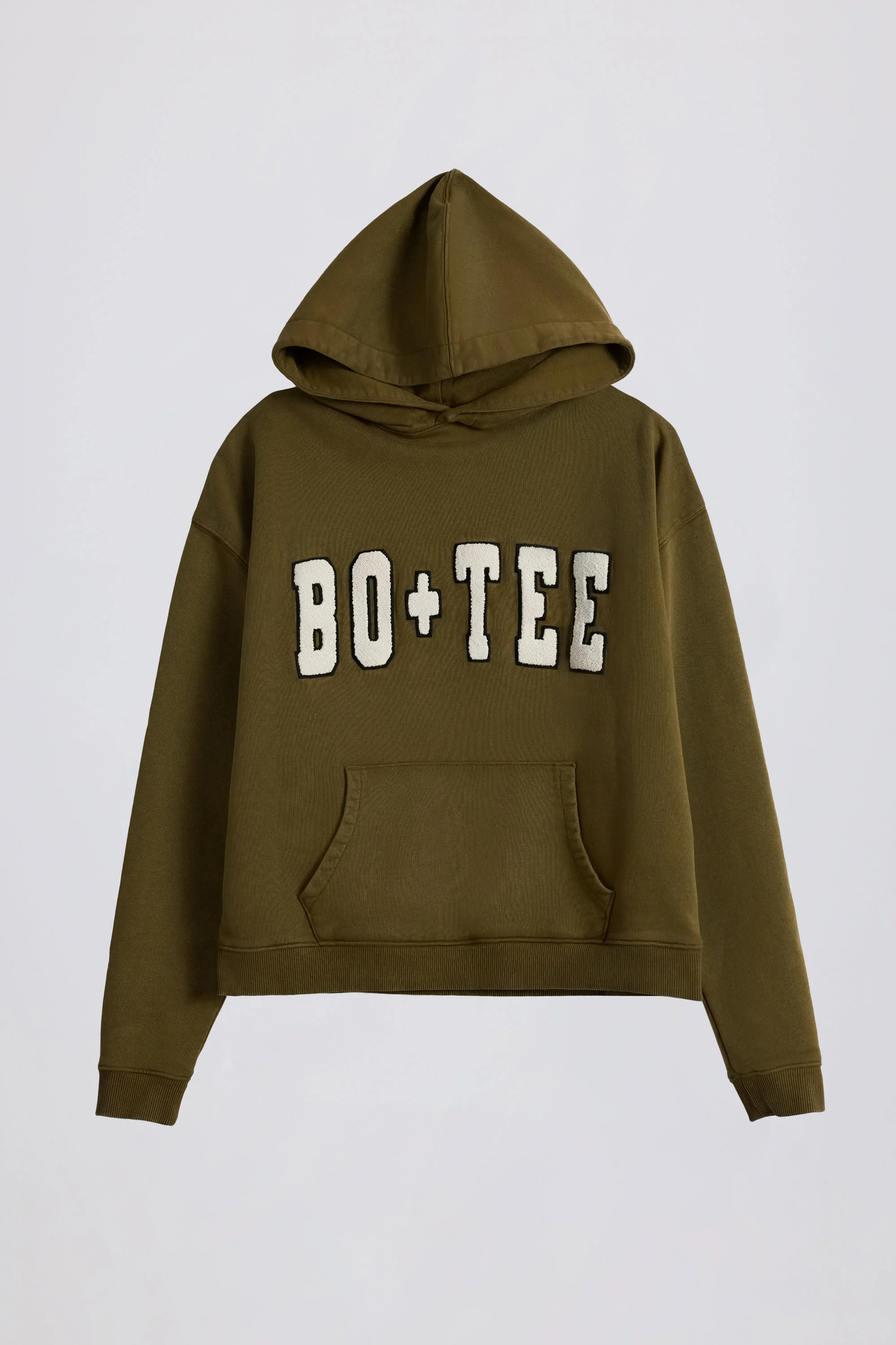 Soft Cotton Jersey Acid Wash Oversized Hoodie in Dark Green