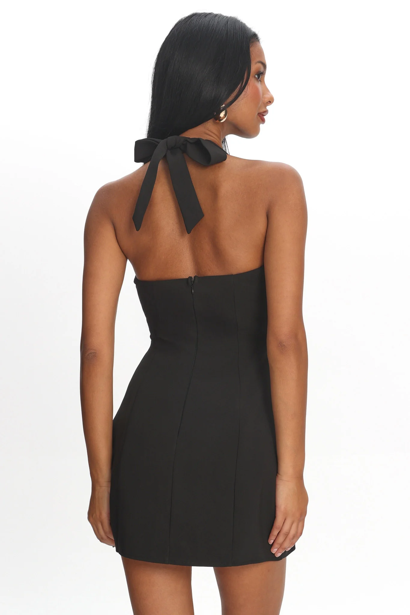 Elisabet Halter Neck Mini Dress Black - luluinthesky