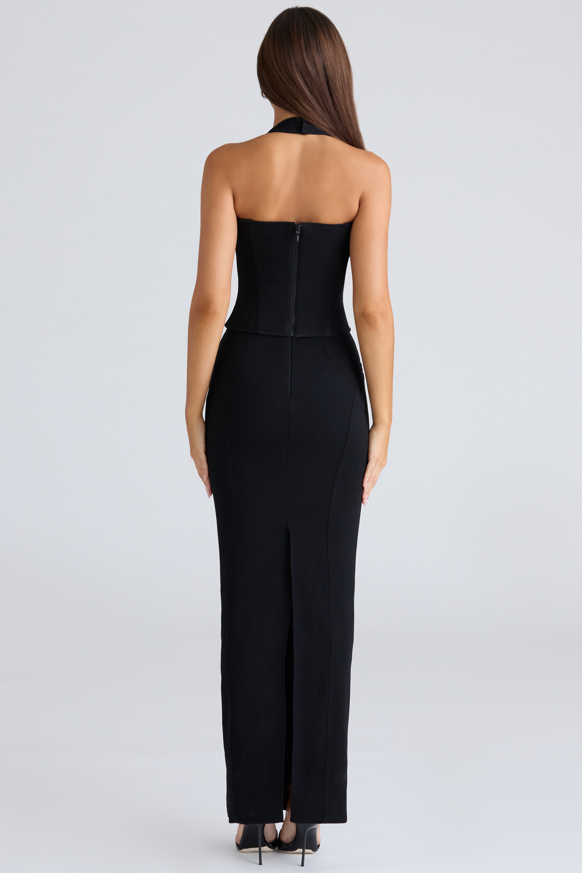 Black Panelled Bodycon Skirt
