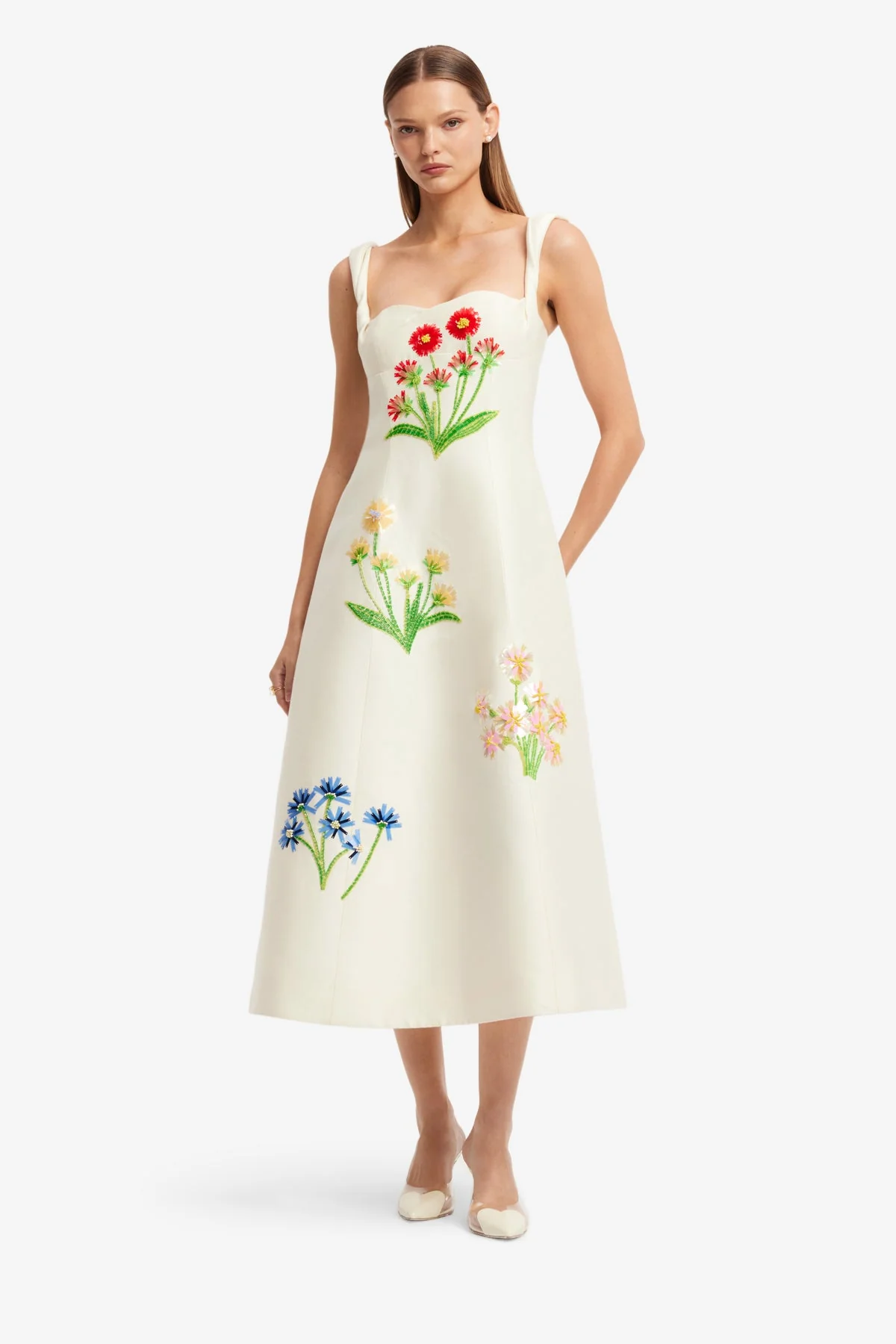 Beatrice Embellished Wool Midi Dress - Wildflower