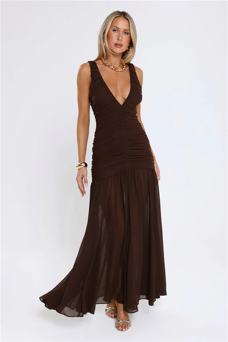 Flirt And Fling Maxi Dress Brown