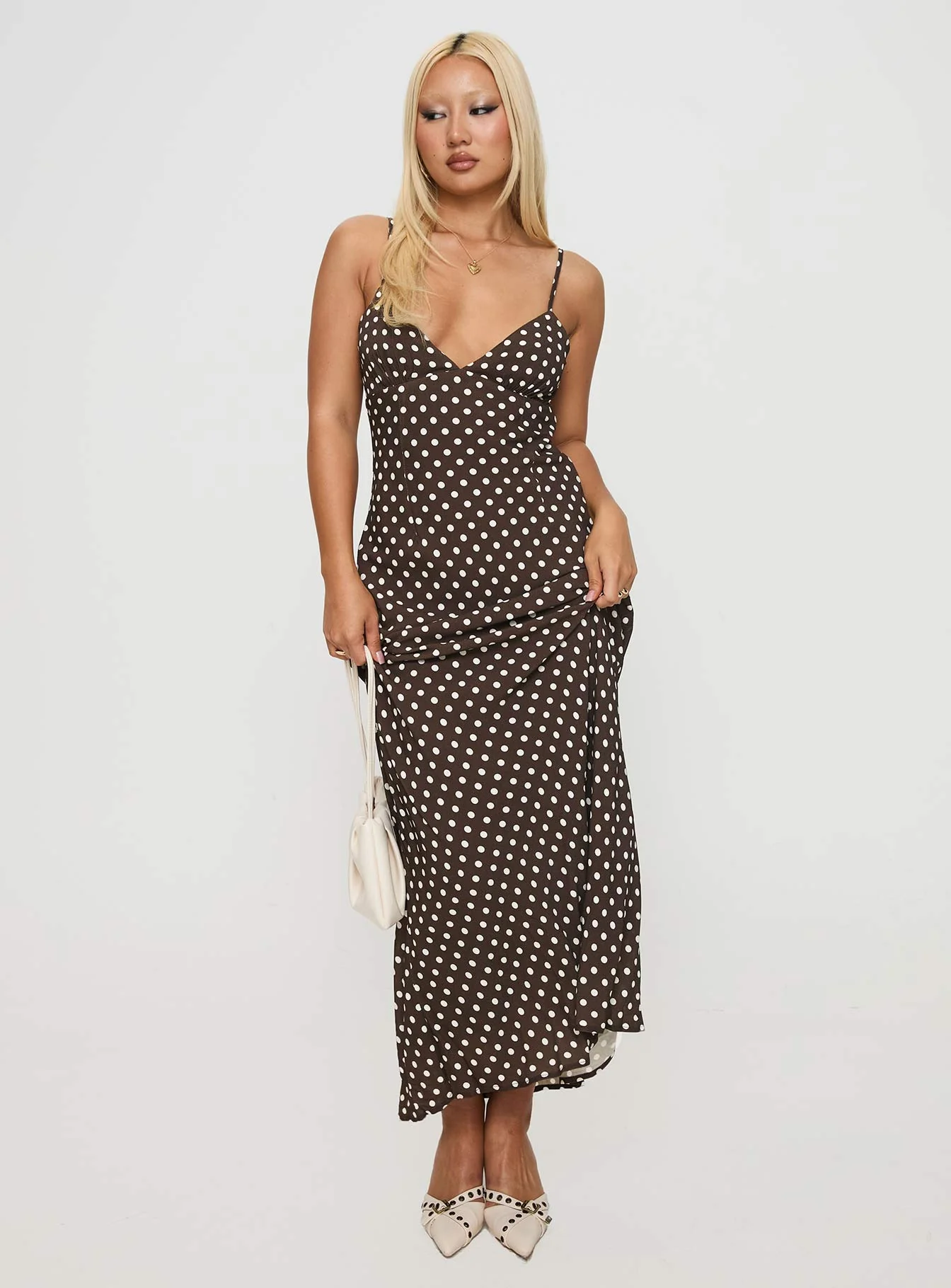 Jorjana Maxi Dress Brown / White Polka Dot