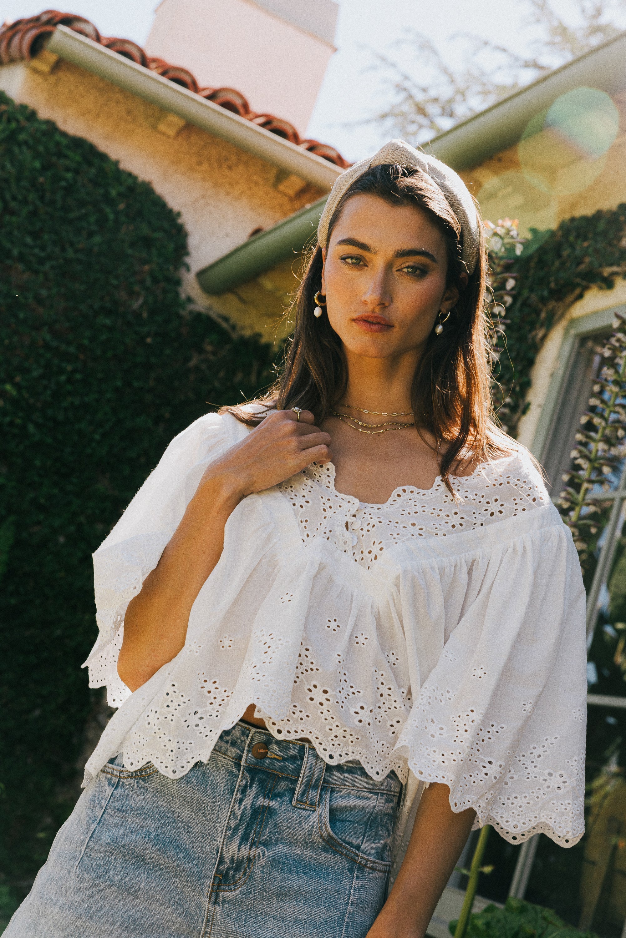 Faye Embroidered Blouse in White