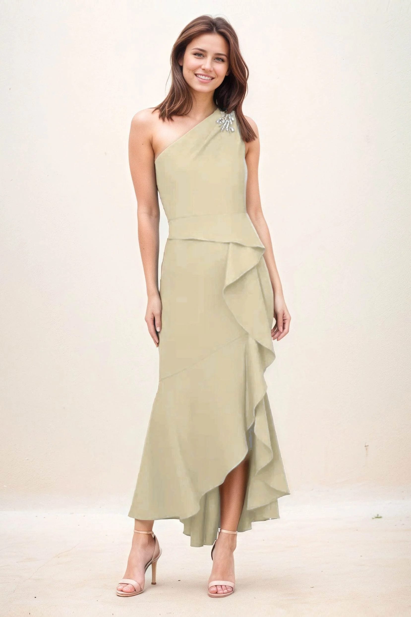 Sheath-Column Maxi Elastic Cloth Wedding Guest Dress CG0274