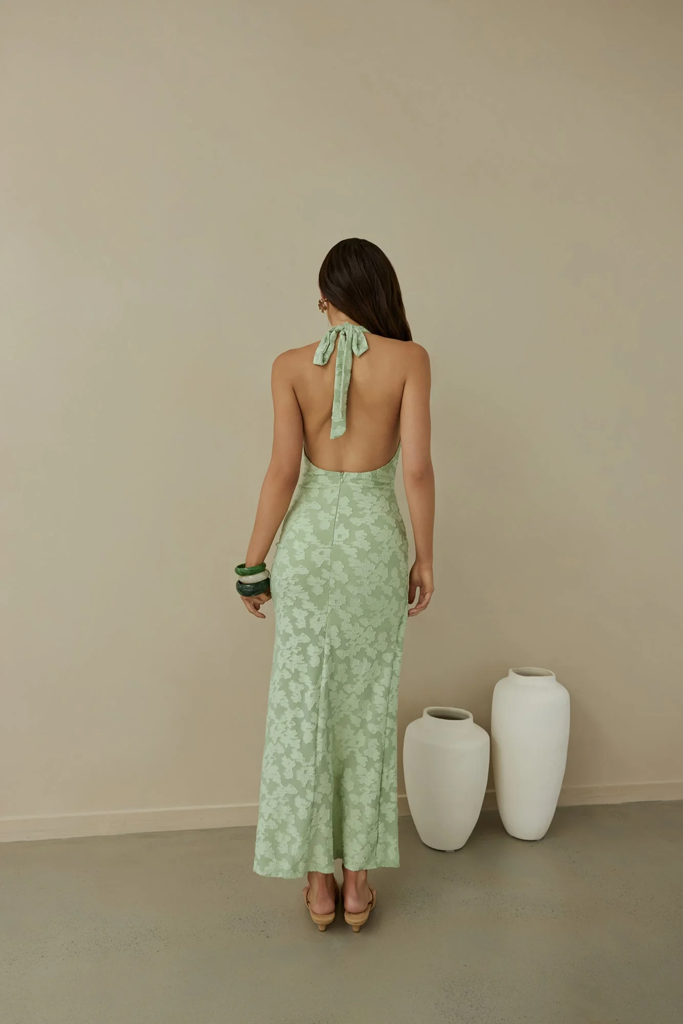 Coconut Island Halter Maxi Dress Green