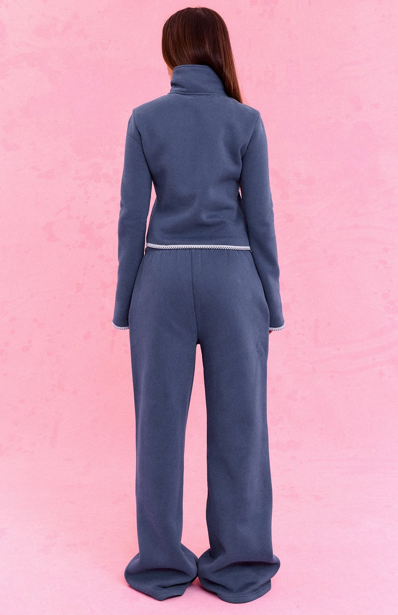 The Social Club Helena Wide Leg Sweatpants Navy