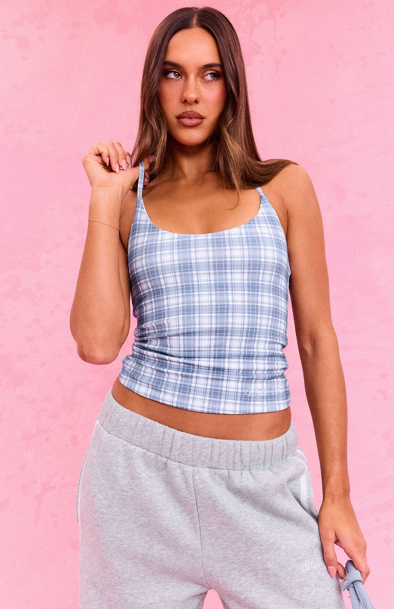The Social Club Mirabelle Halter Top Blue Plaid