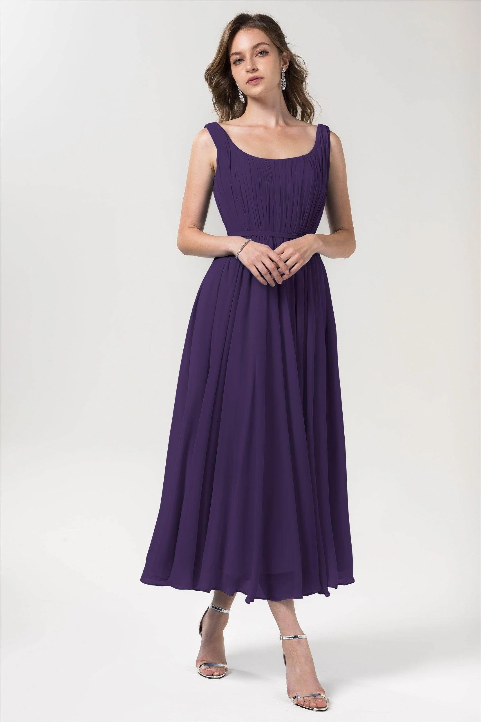 A-Line Tea Length Chiffon Bridesmaid Dress CB0555