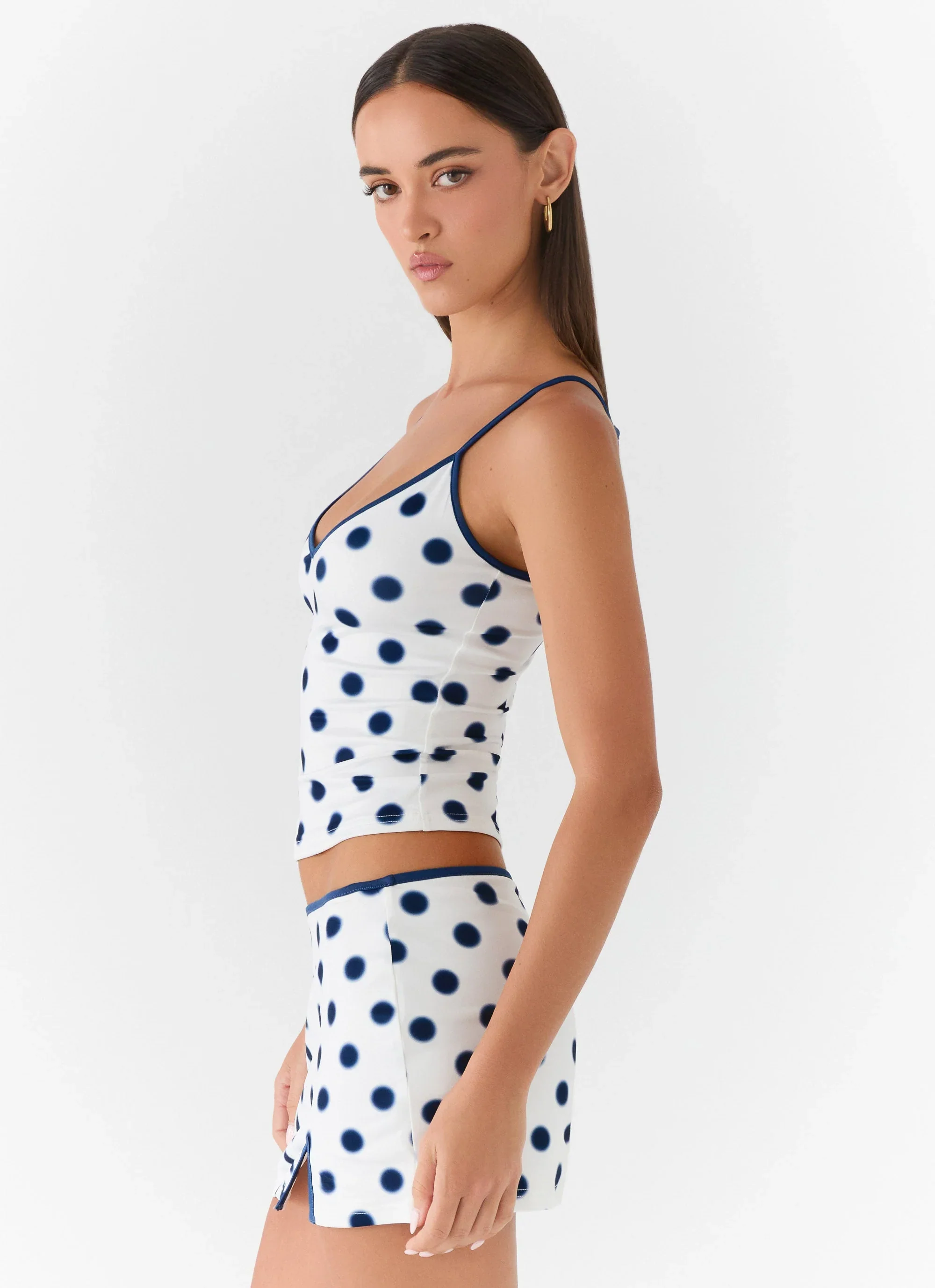 Elliot Top - Porcelain Blue Polka Dot