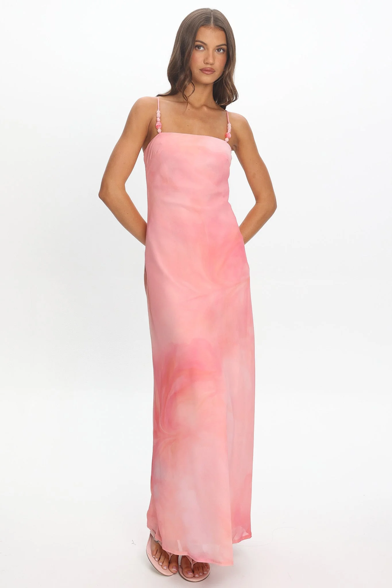 Miyu Bias Cut Maxi Dress Pink