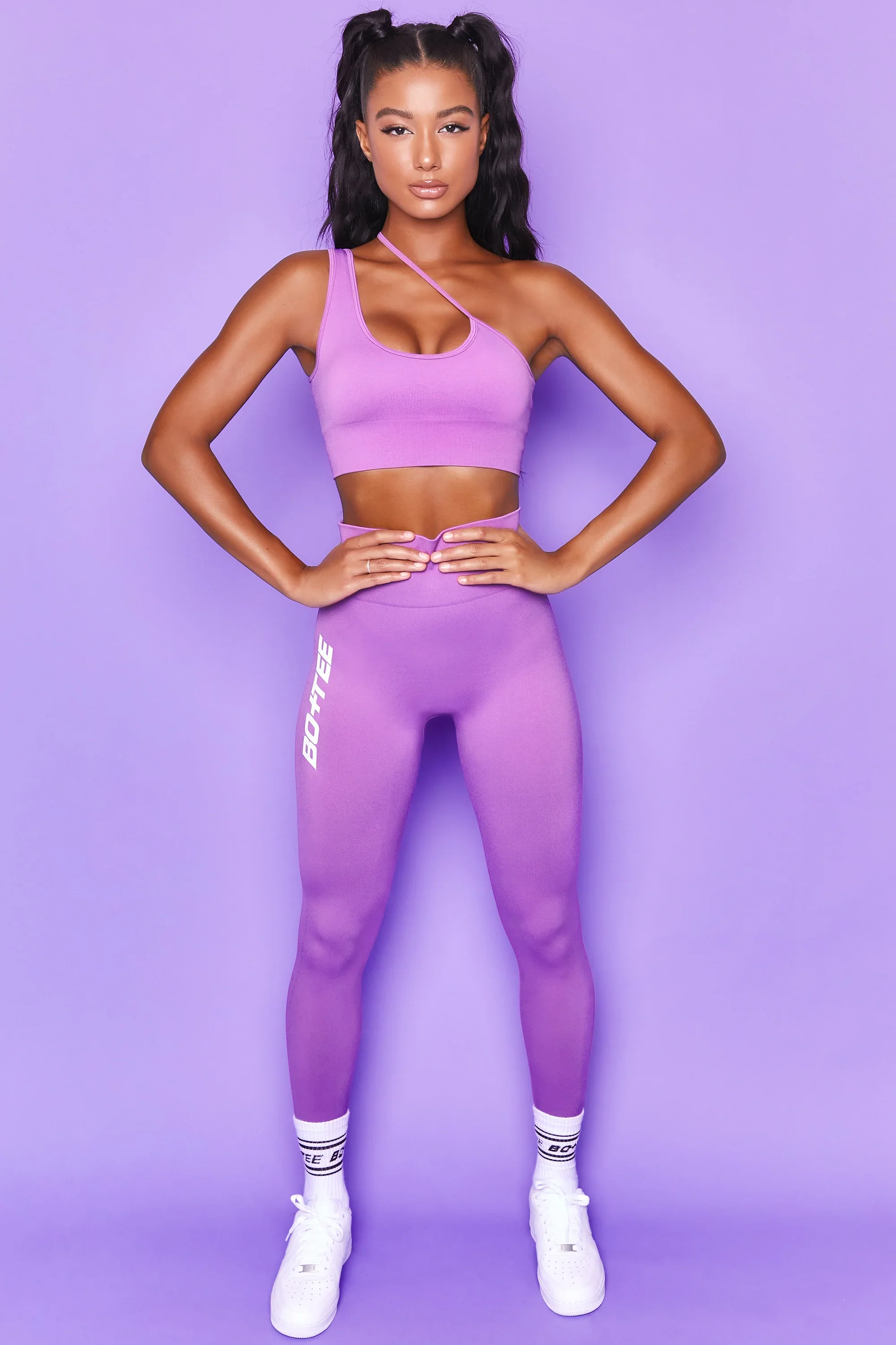 Evolve Seamless Asymmetric Crop Top in Purple