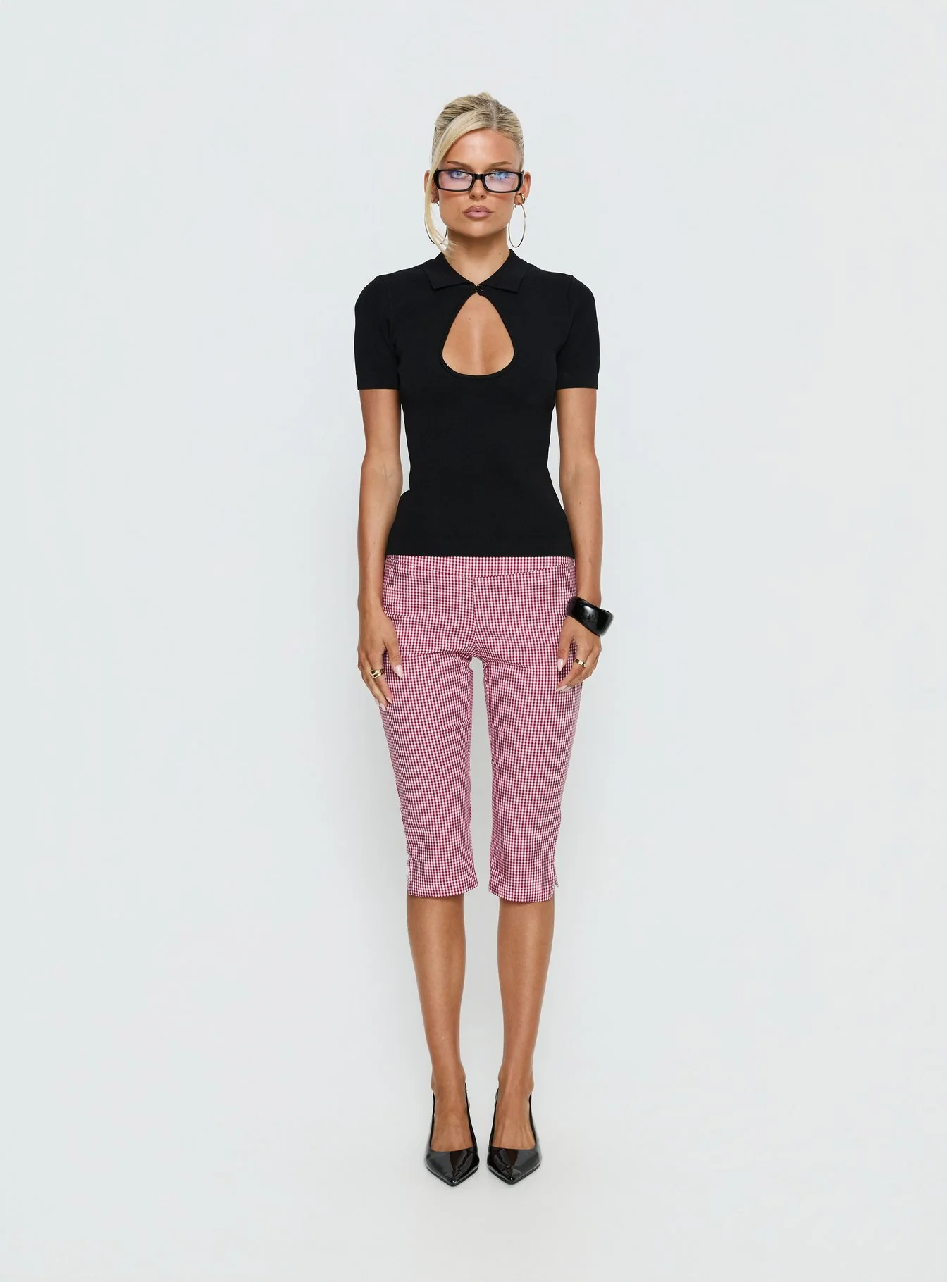 Rossie Capri Pants Red Gingham