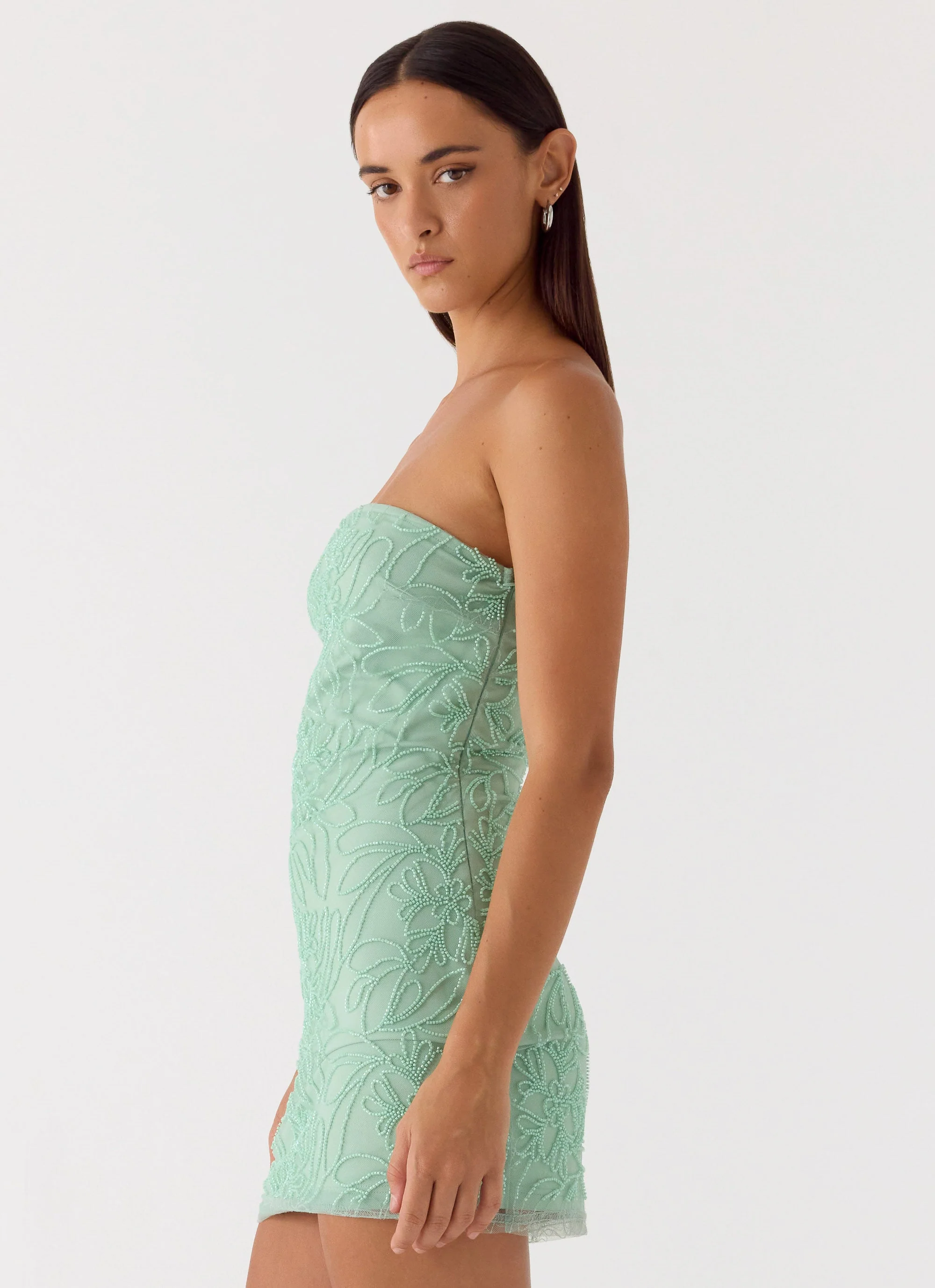 Dangerous Kind Beaded Mini Dress - Sage - luluinthesky