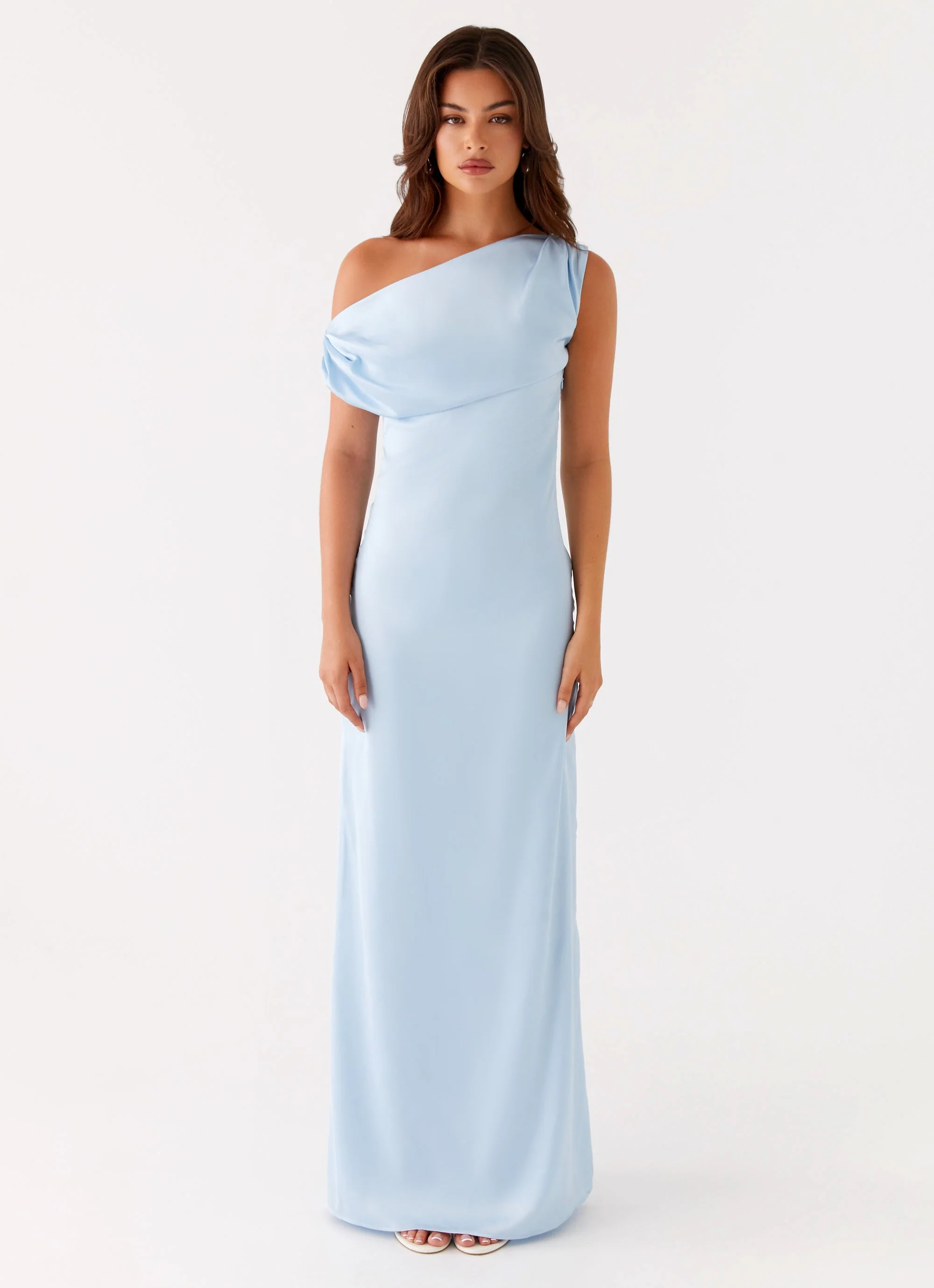 Heart Of Glass Satin Maxi Dress - Blue