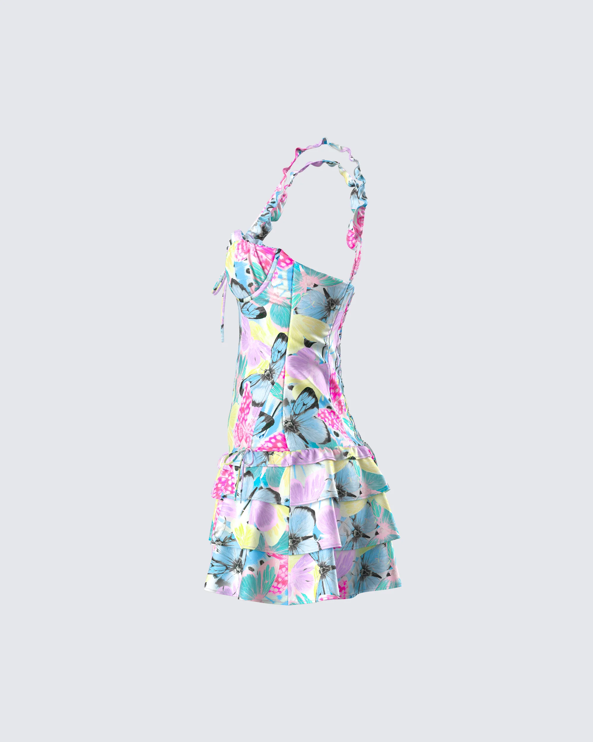 Odelle Printed Satin Ruffle Dress