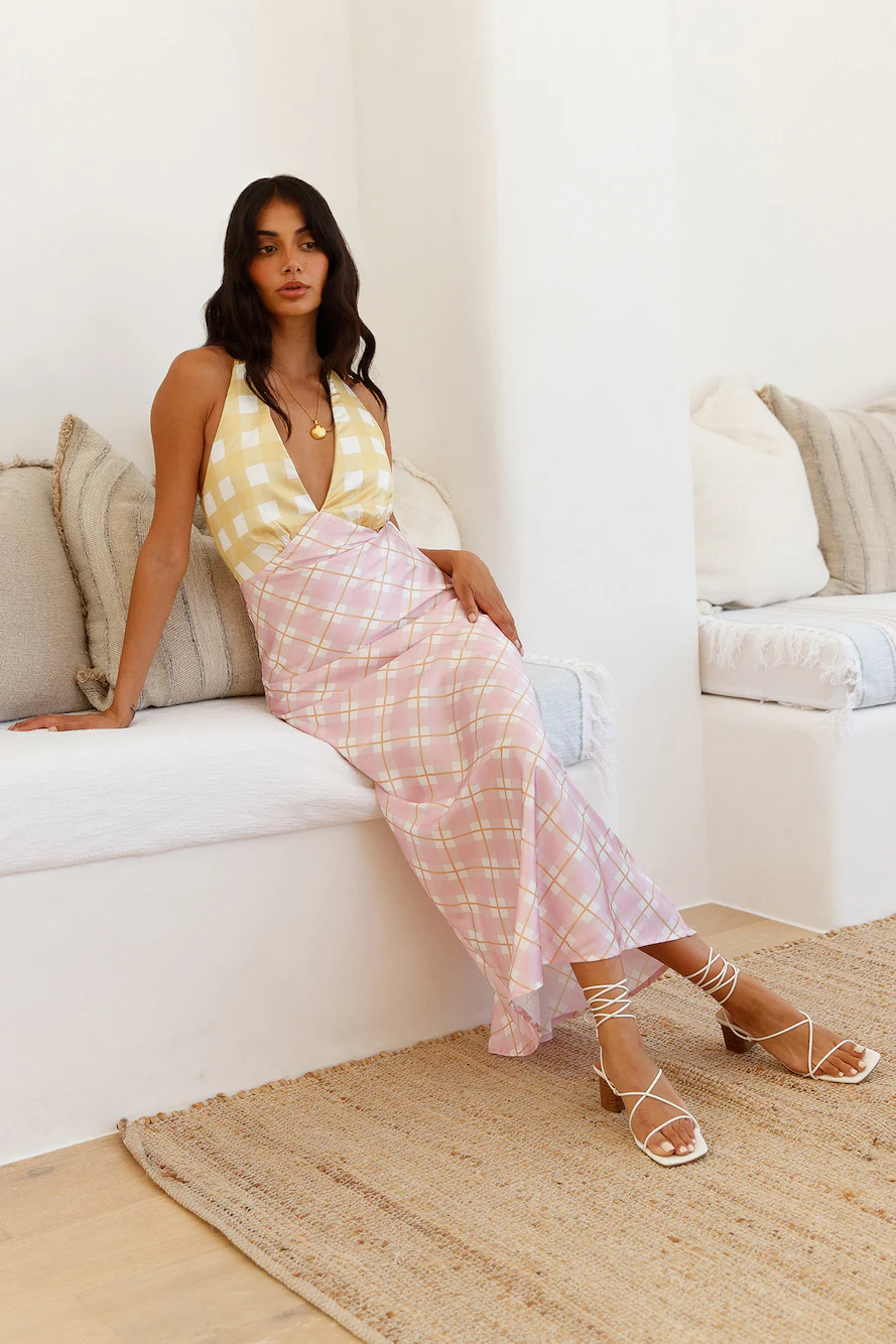 Picnic Date Satin Maxi Dress Pink