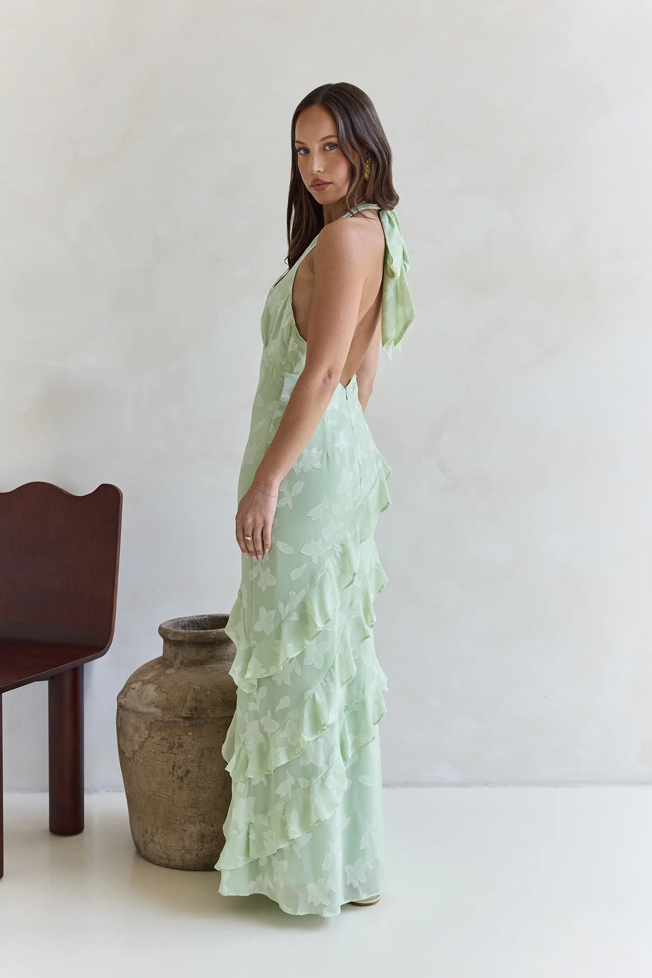 Dream Catchers Halter Maxi Dress Green - luluinthesky