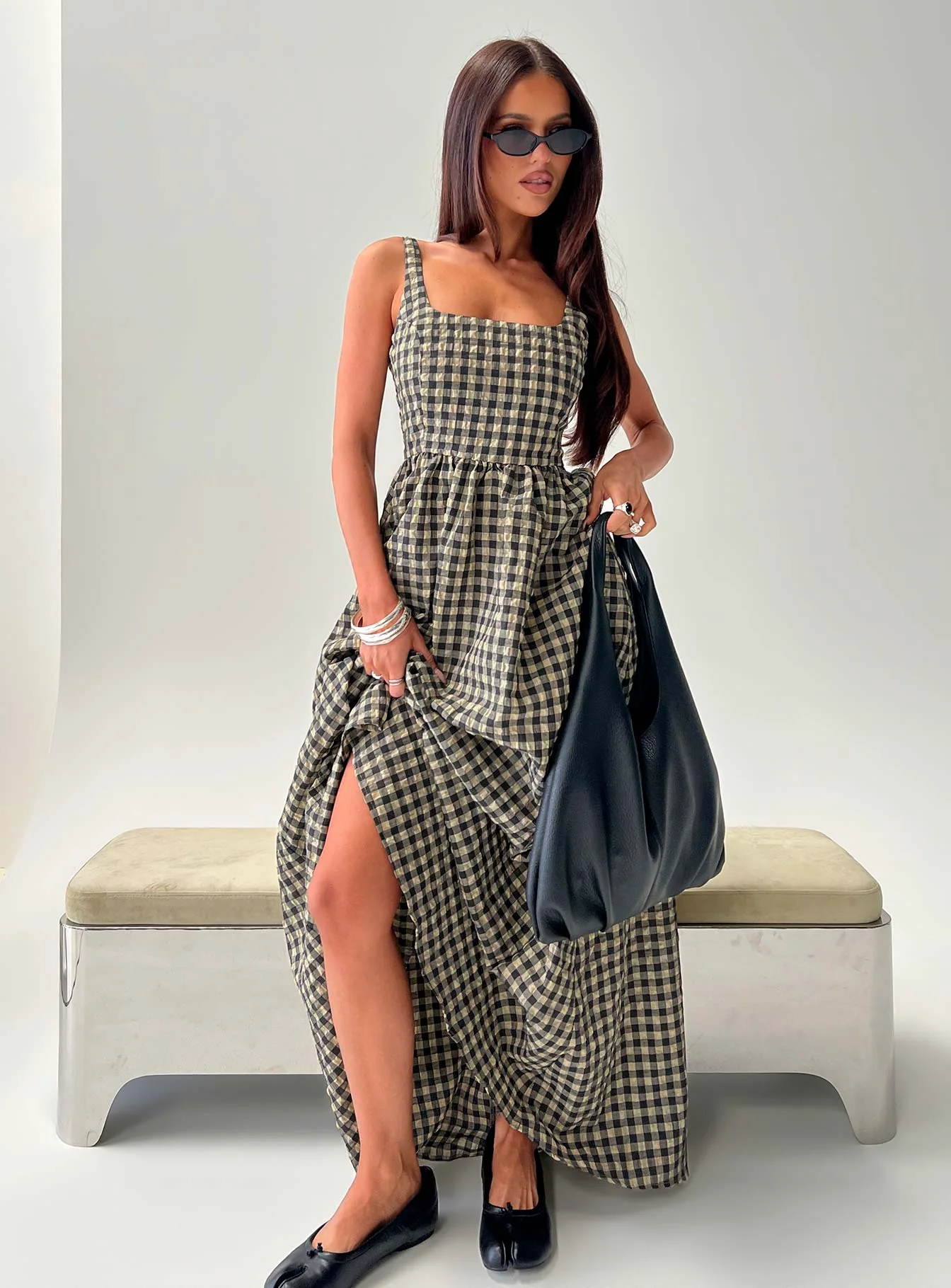 Cartmel Check Maxi Dress Black / Cream Tall