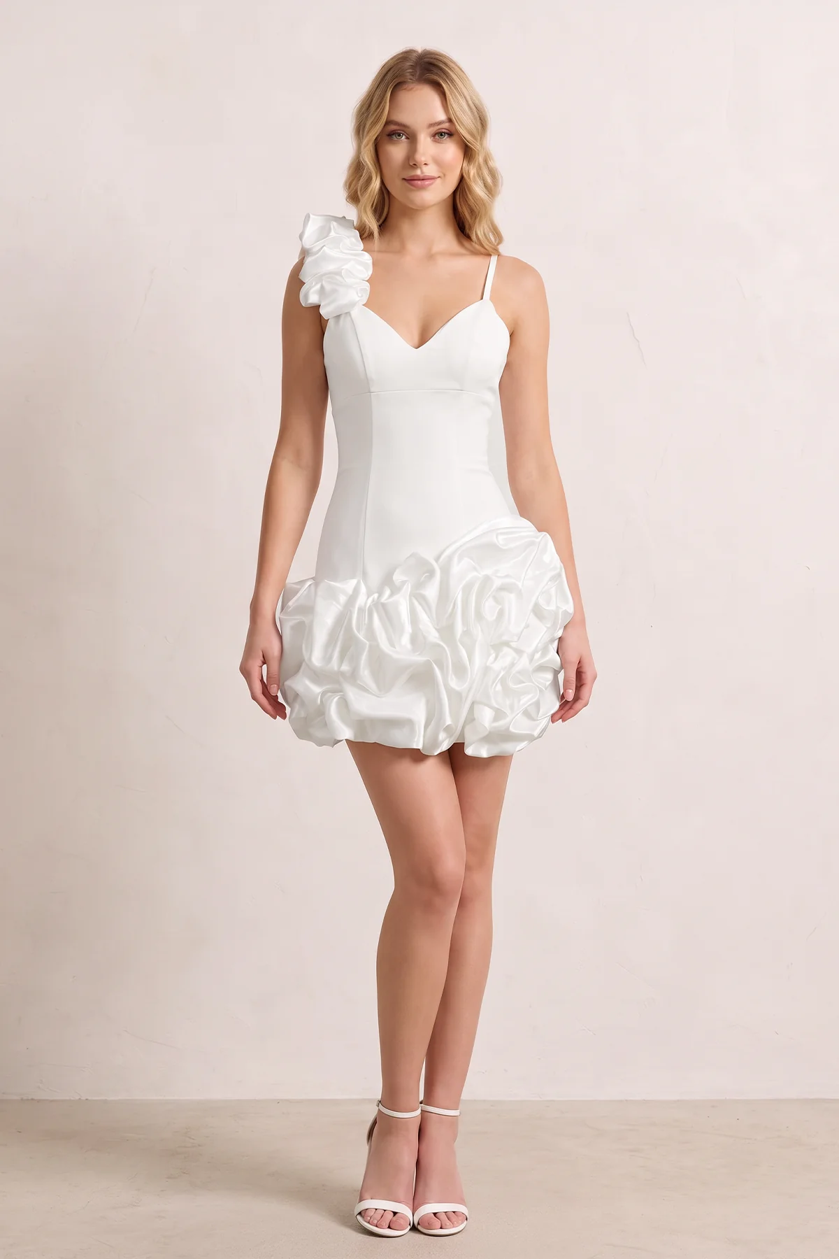 Red Sheath Spandex Ruched V Neck Homecoming Dresses with Ruffles