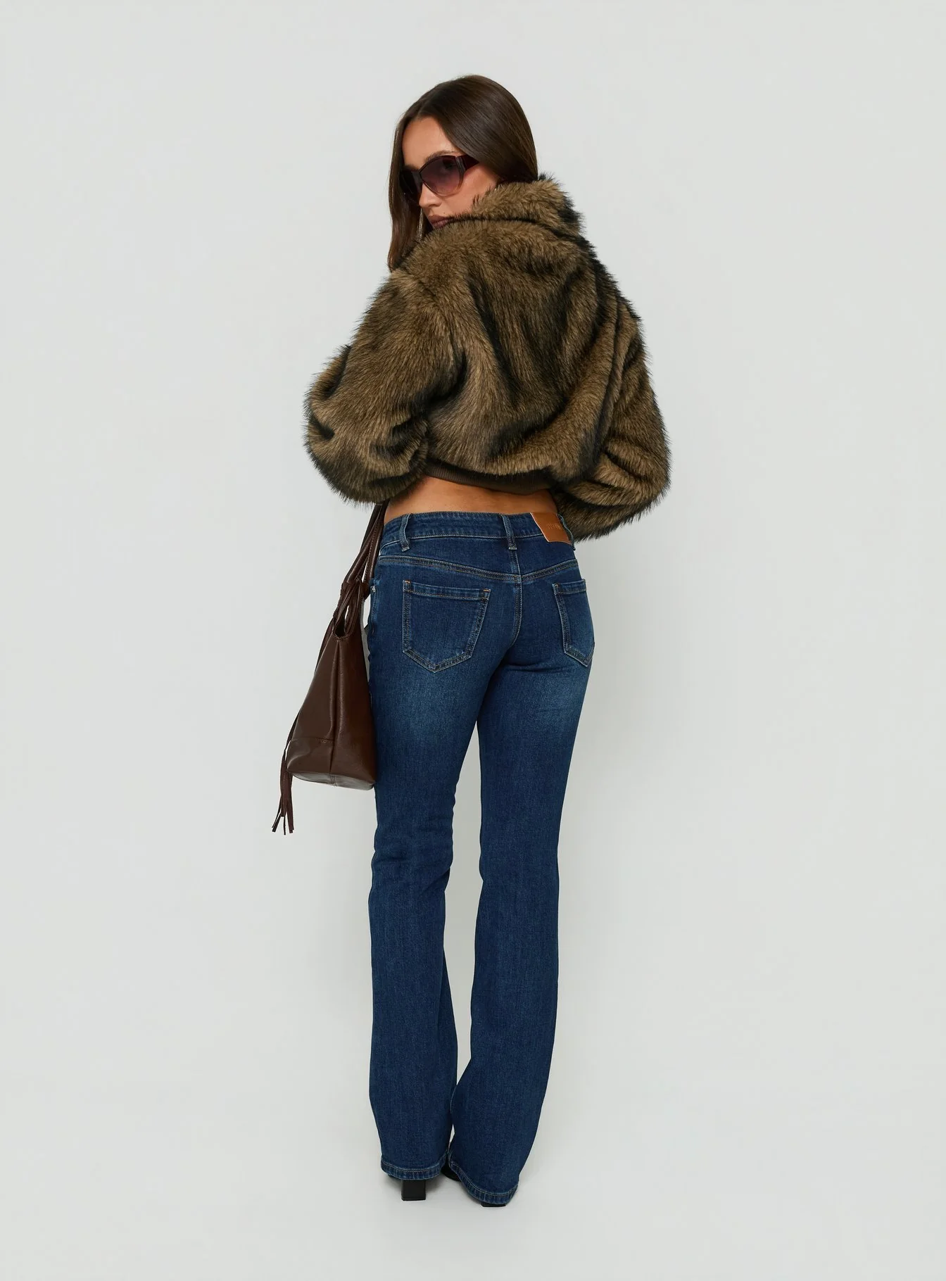 Naketa Ultra Low Rise Bootleg Jeans Mid Blue Wash