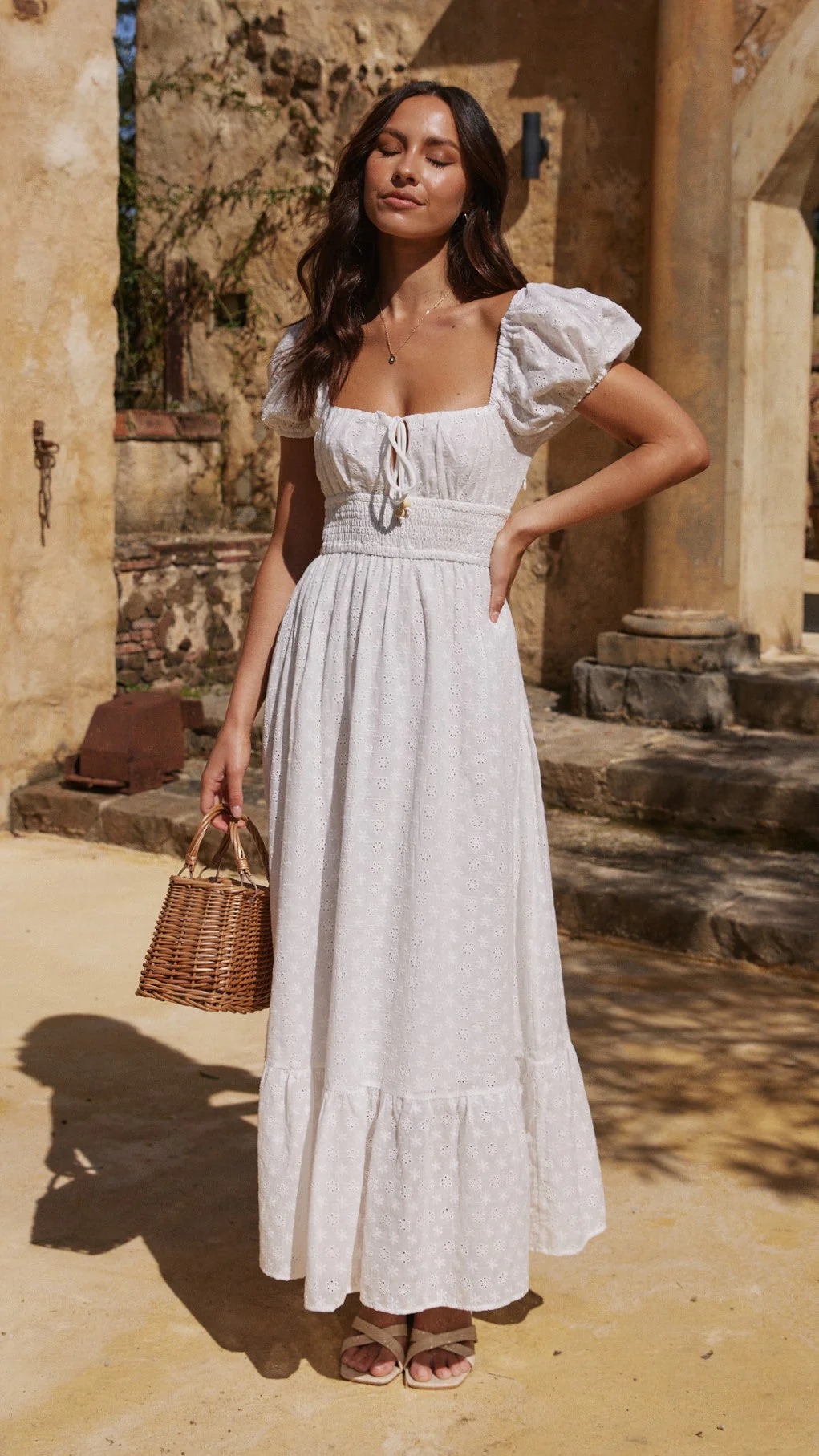 Tania Midi Dress - White - luluinthesky