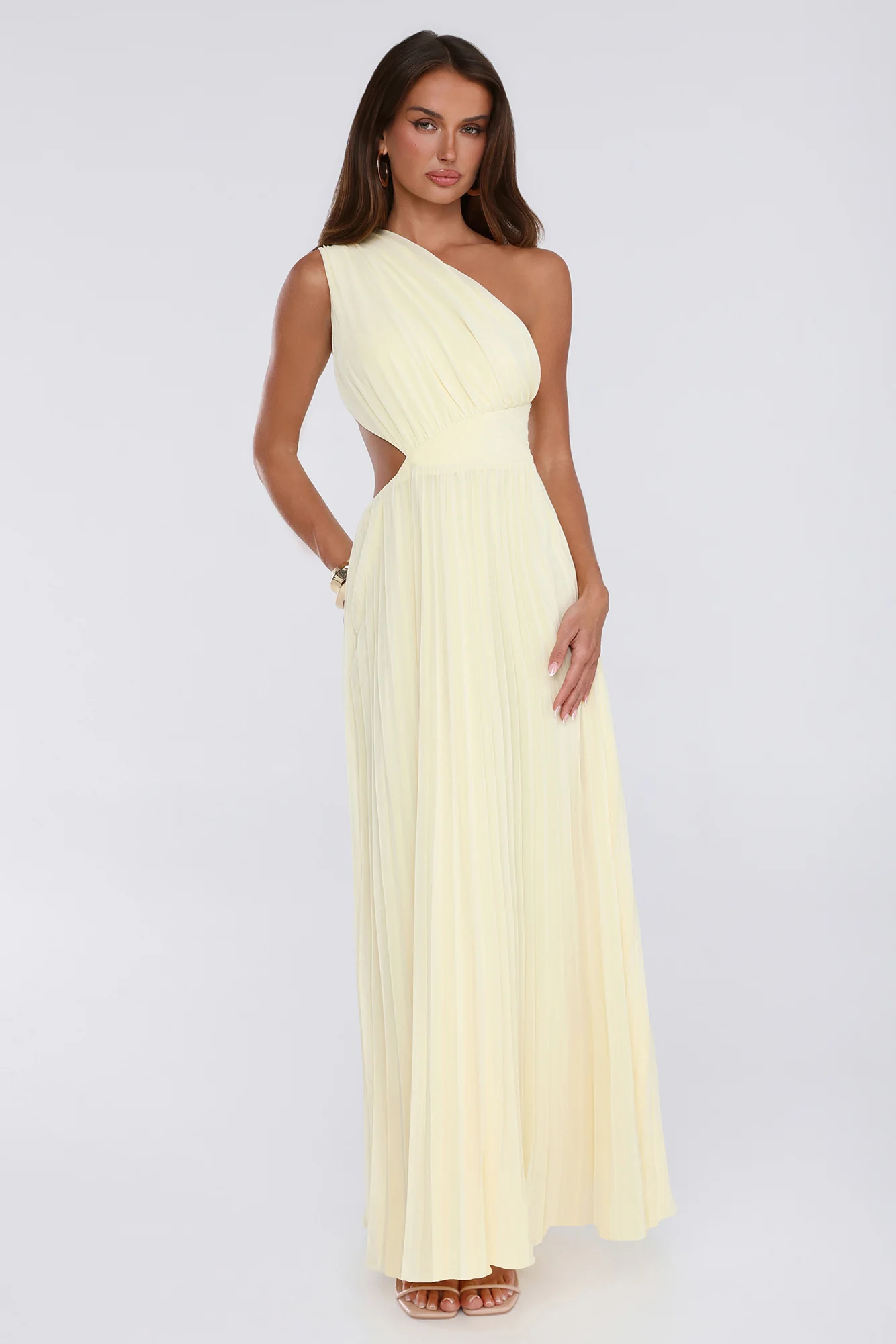 Summer Seduction One Shoulder Maxi Dress Yellow
