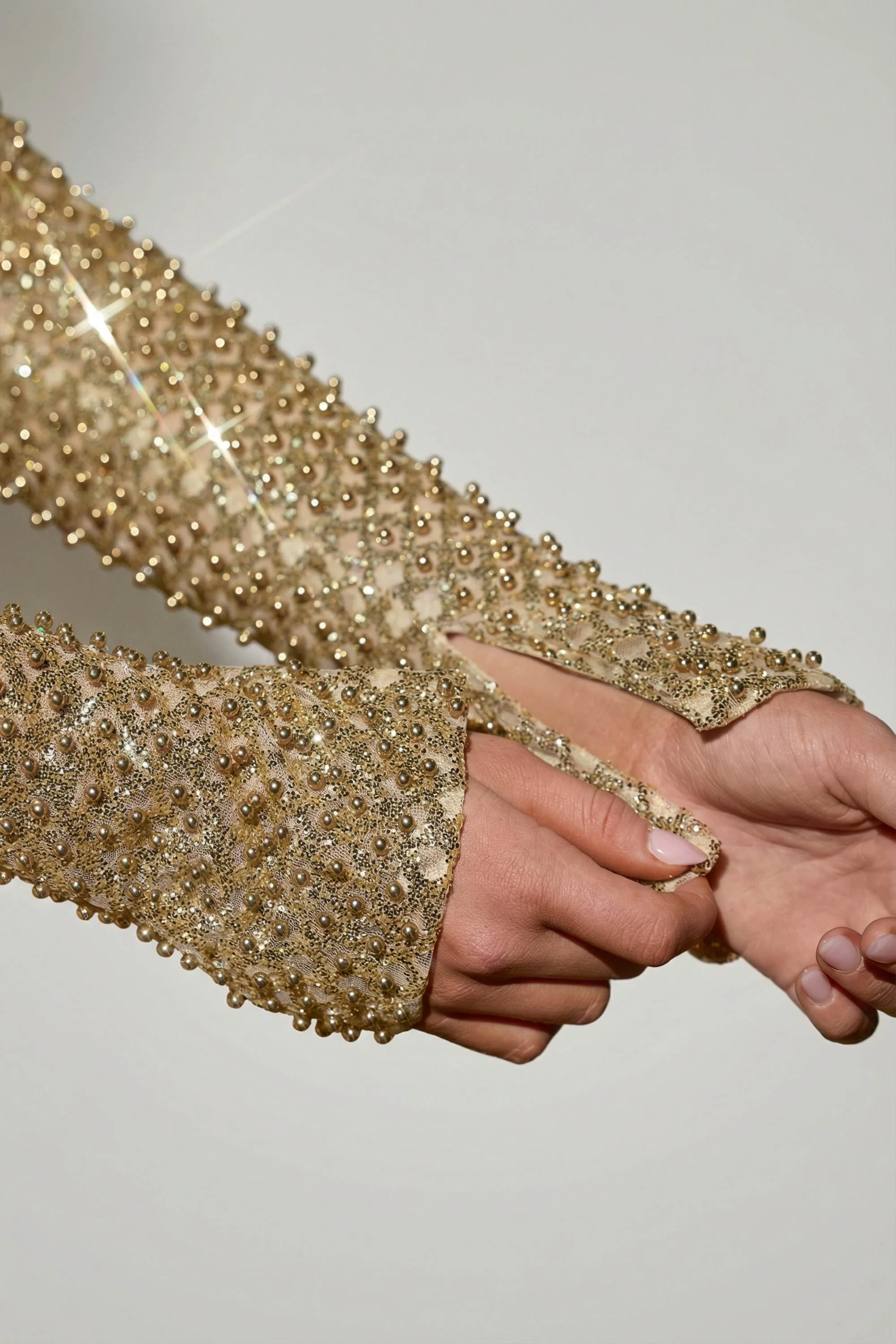 Embellished Bubble Hem Mini Dress in Gold