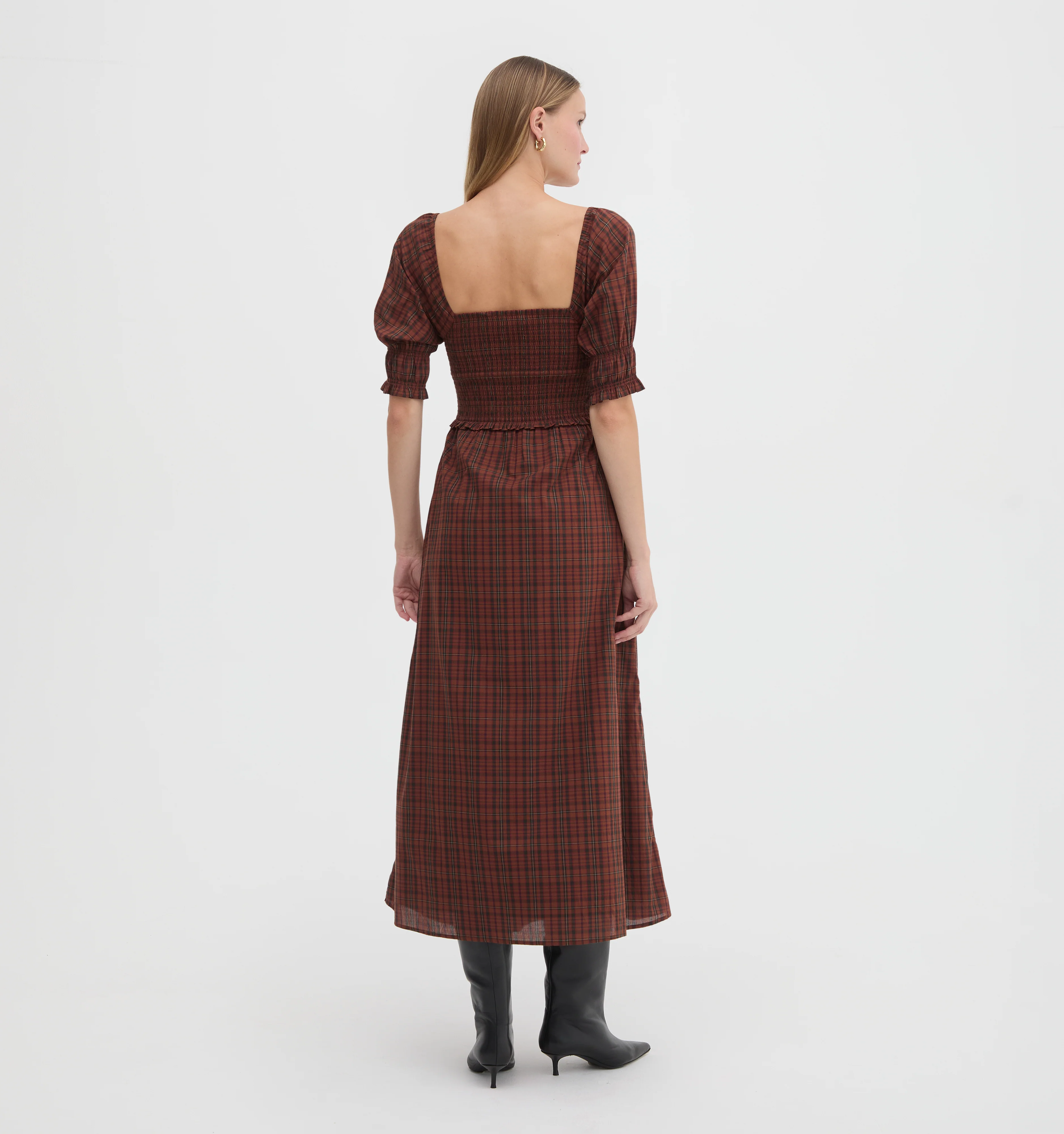 The Malene Nap Dress - Chestnut Plaid