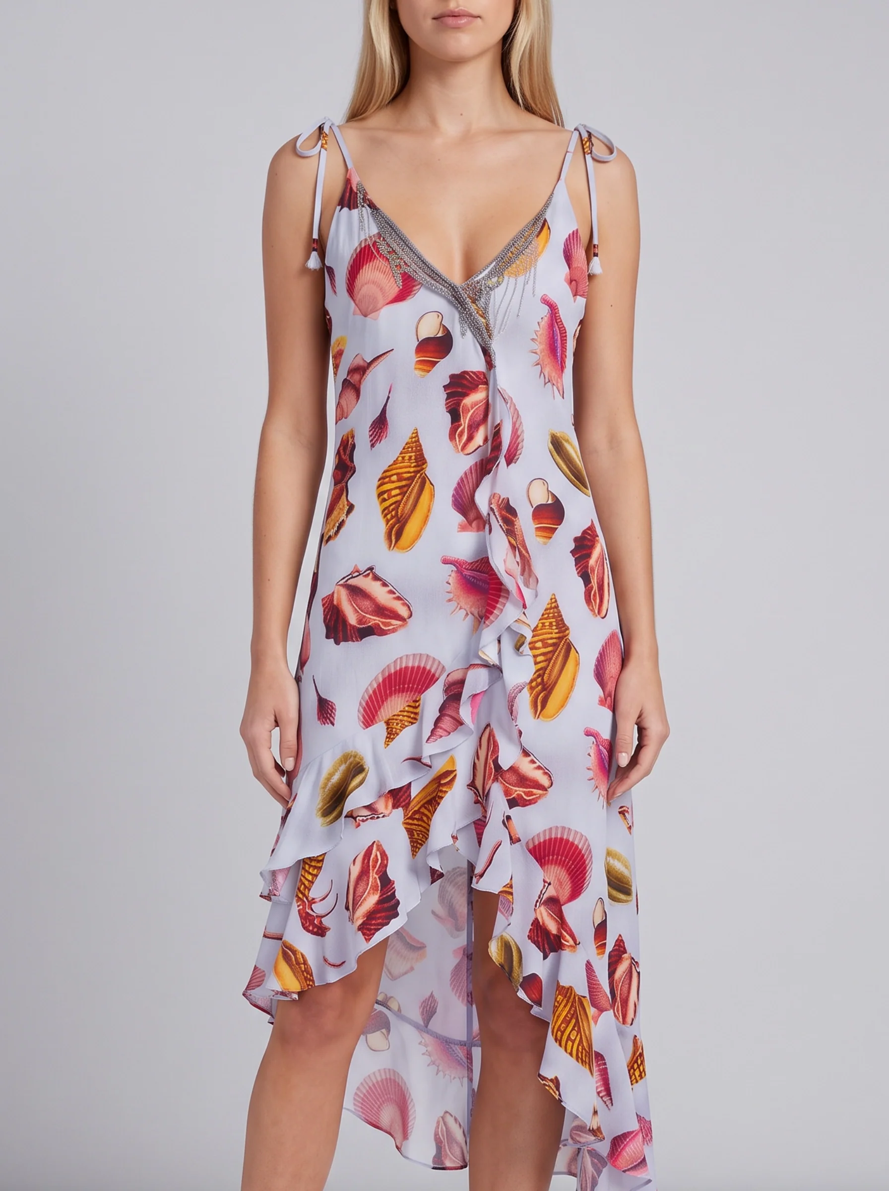 Nerissa Shell Asymmetric Midi Dress