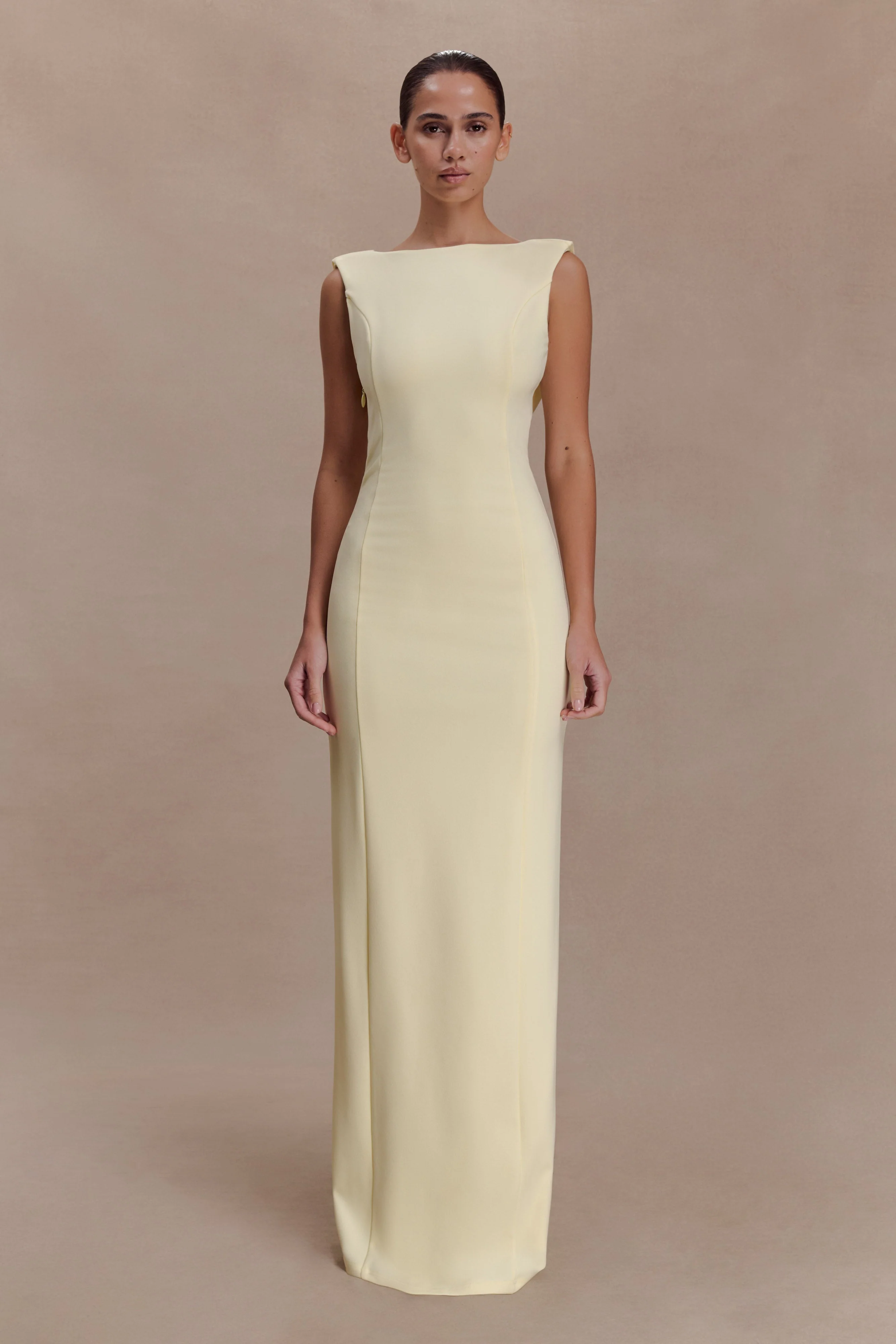 Galilea Crepe Draped Maxi Dress - Lemon