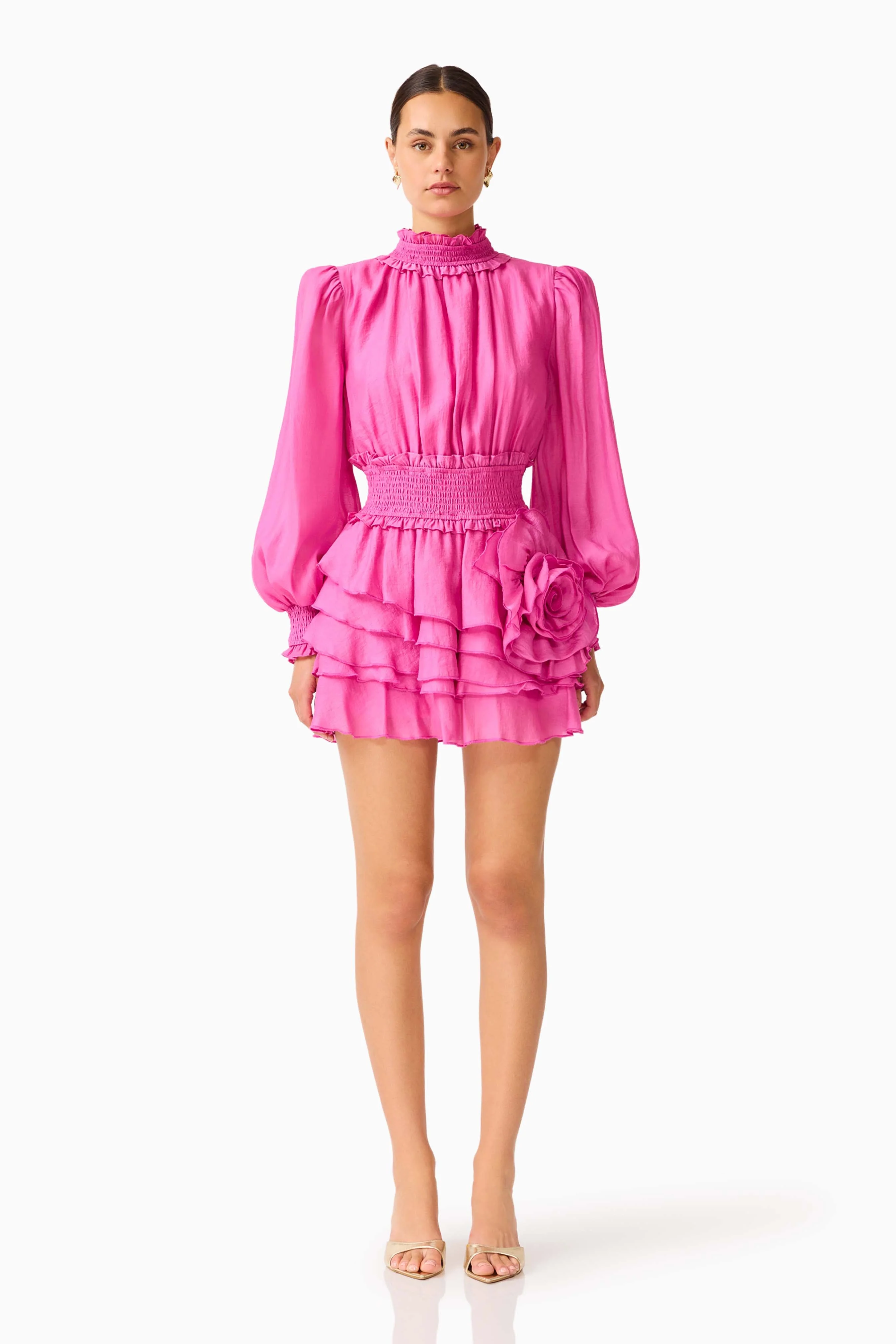 Rosera Long Sleeve Playsuit in Pink