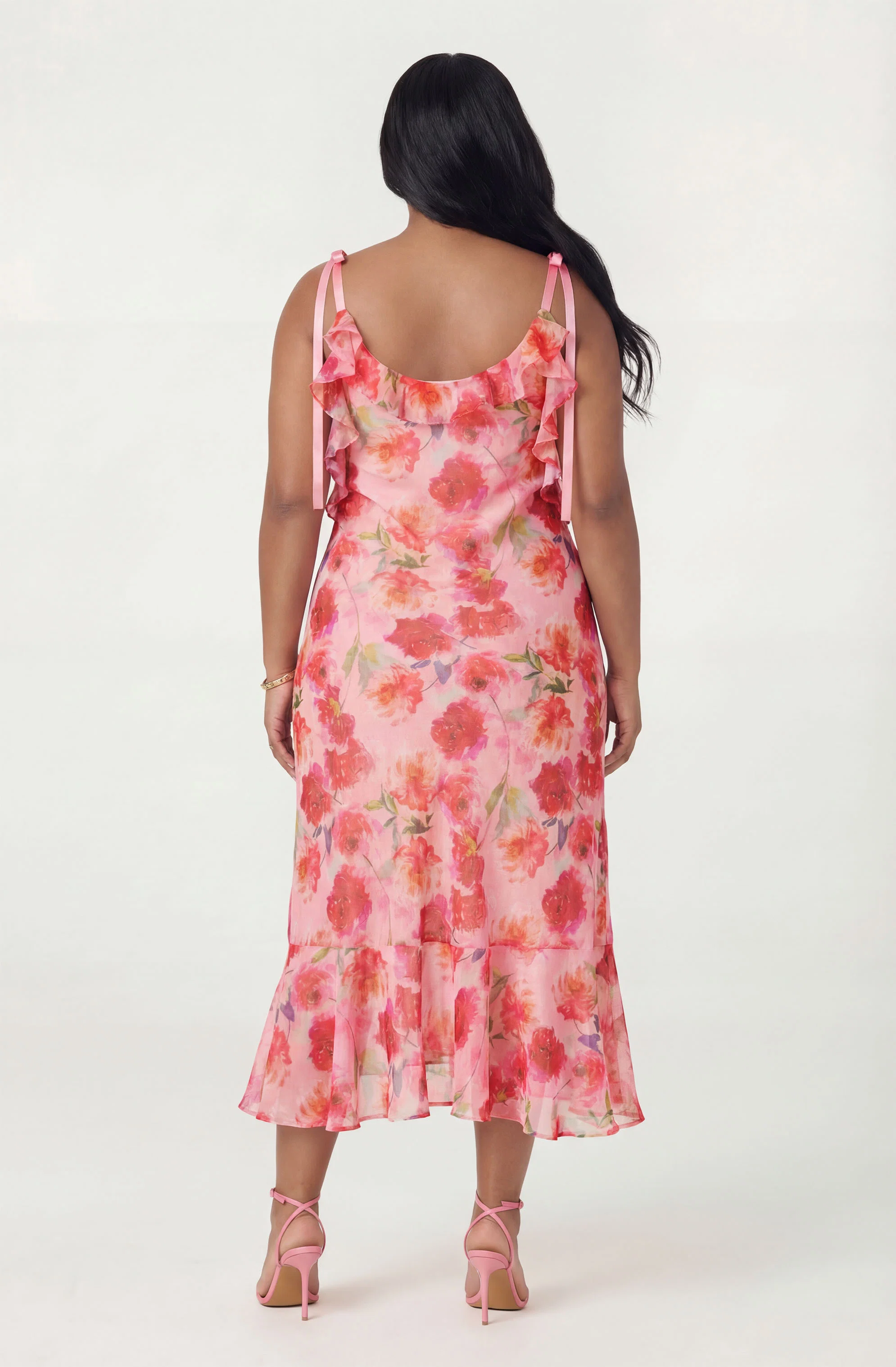 Nissa Floral Ruffle Midi Dress