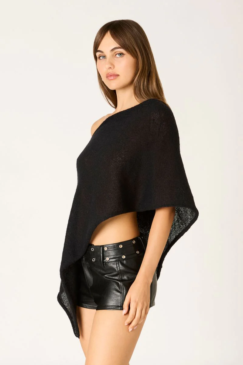 Asymmetric Sheer Knit Poncho
