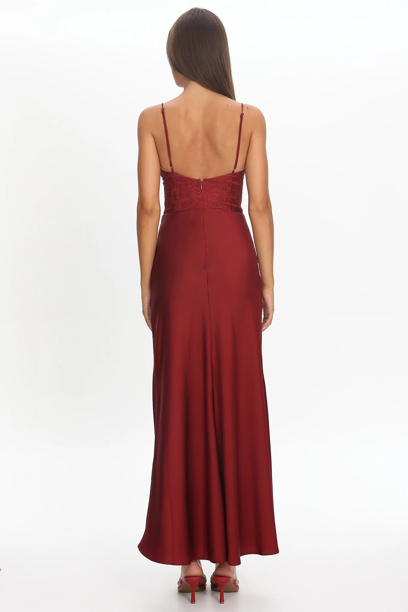 Faelis Draped Waist Maxi Dress Wine