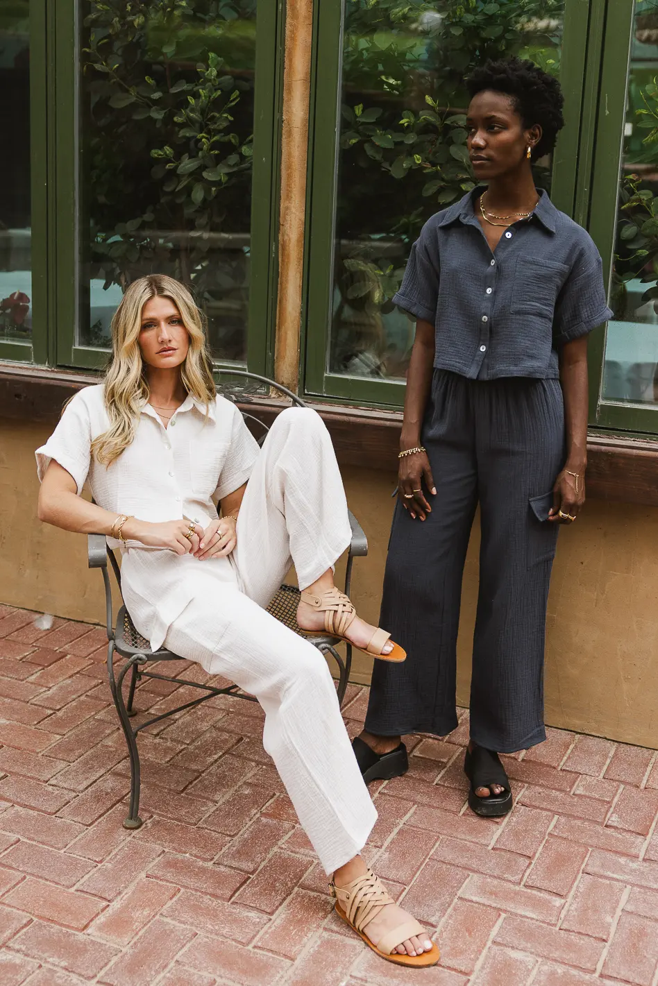 Benji Cotton Gauze Top in Slate Blue