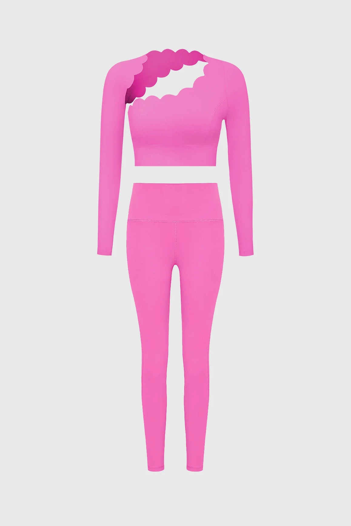 Asymmetrical Long Sleeve Crop Top & High-waist Training Legging
