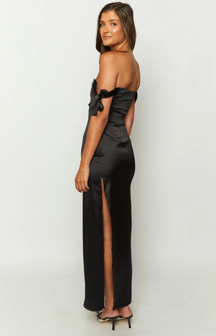 Sheridan Black Satin Maxi Dress