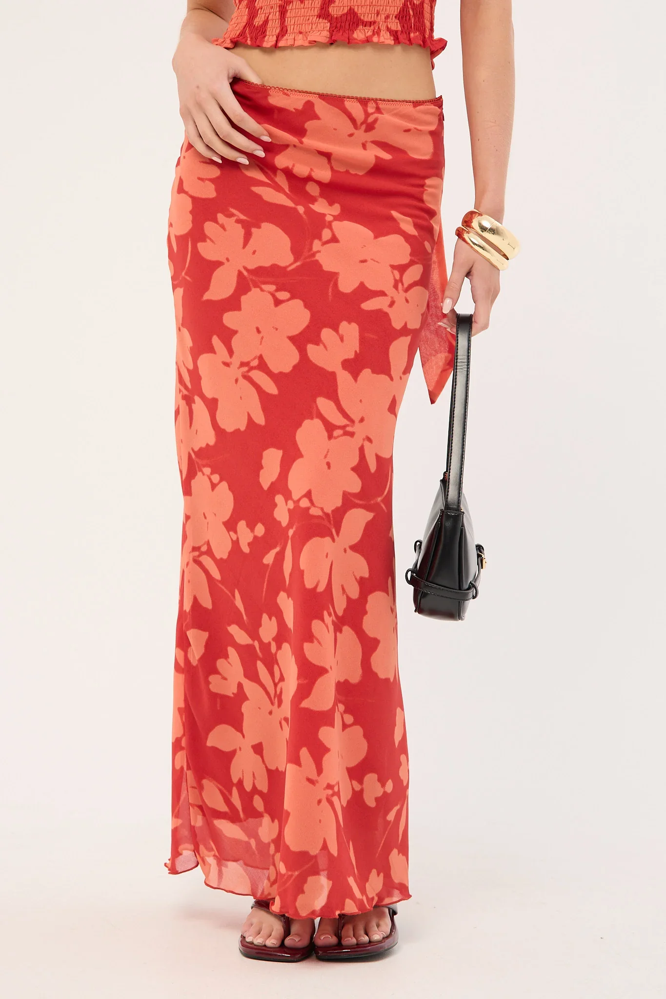 Perfect Stranger Zinna Maxi Skirt Red Print