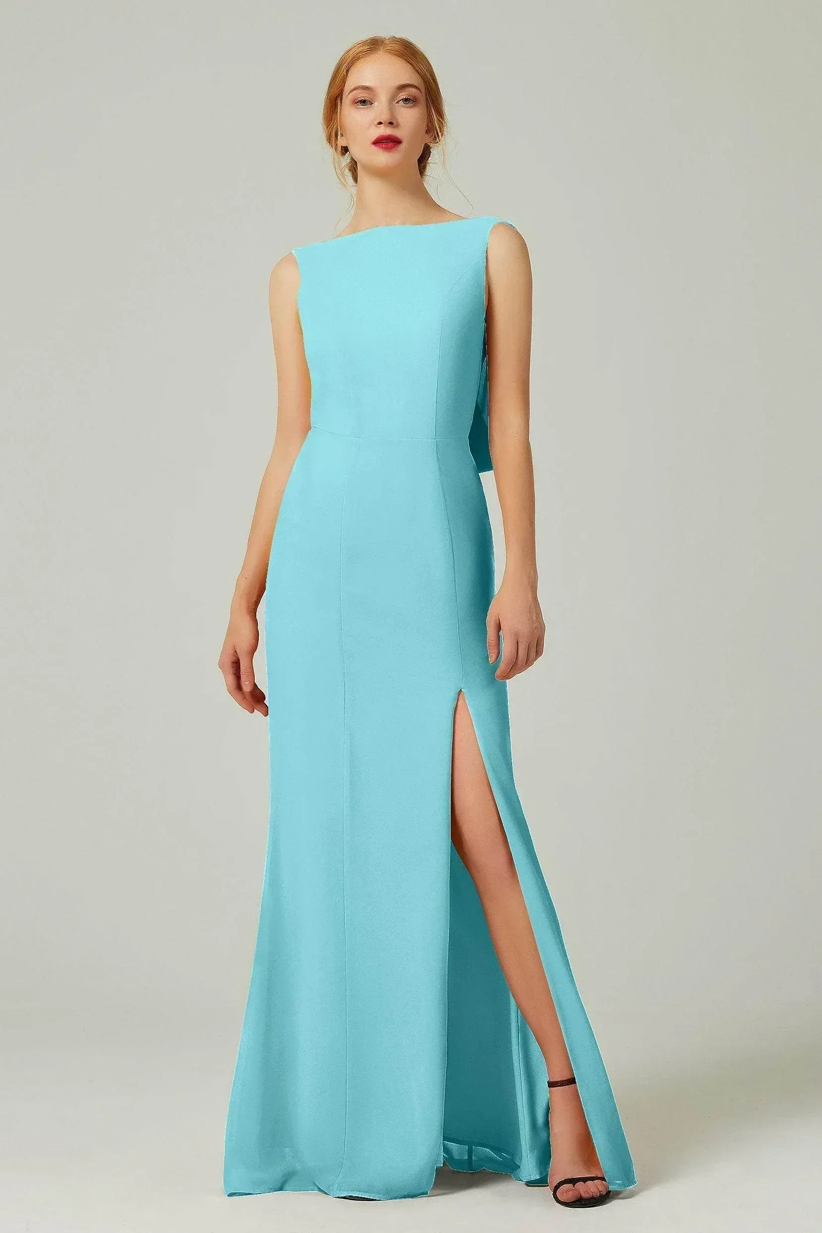 Sheath-Column Sweep-Brush Chiffon Bridesmaid Dress Formal Dresses CB0310